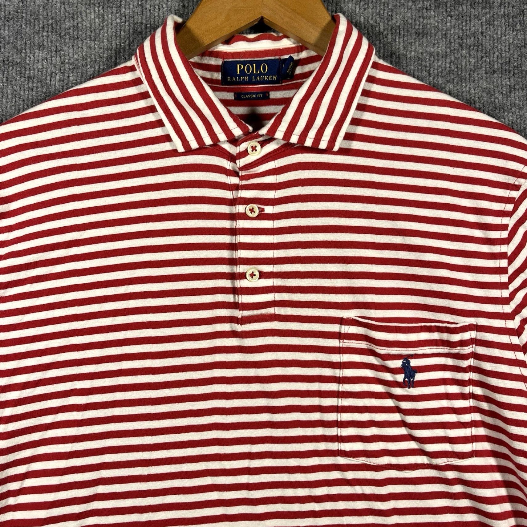 Polo Ralph Lauren Polo Ralph Lauren Polo Shirt Mens L Red Striped Classic Fit Pony Preppy Size US L / EU 52-54 / 3 - 2 Thumbnail