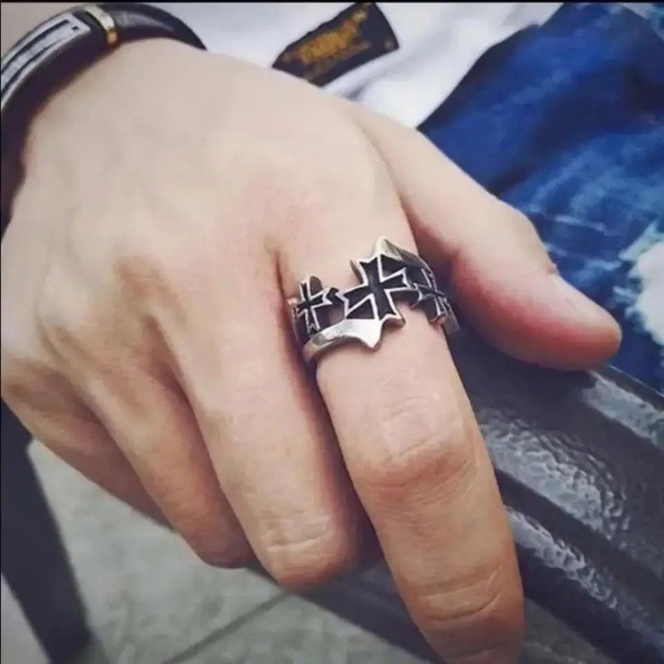 Jewelry × Vintage Hollow Cross Ring Open Ring Size ONE SIZE - 4 Thumbnail