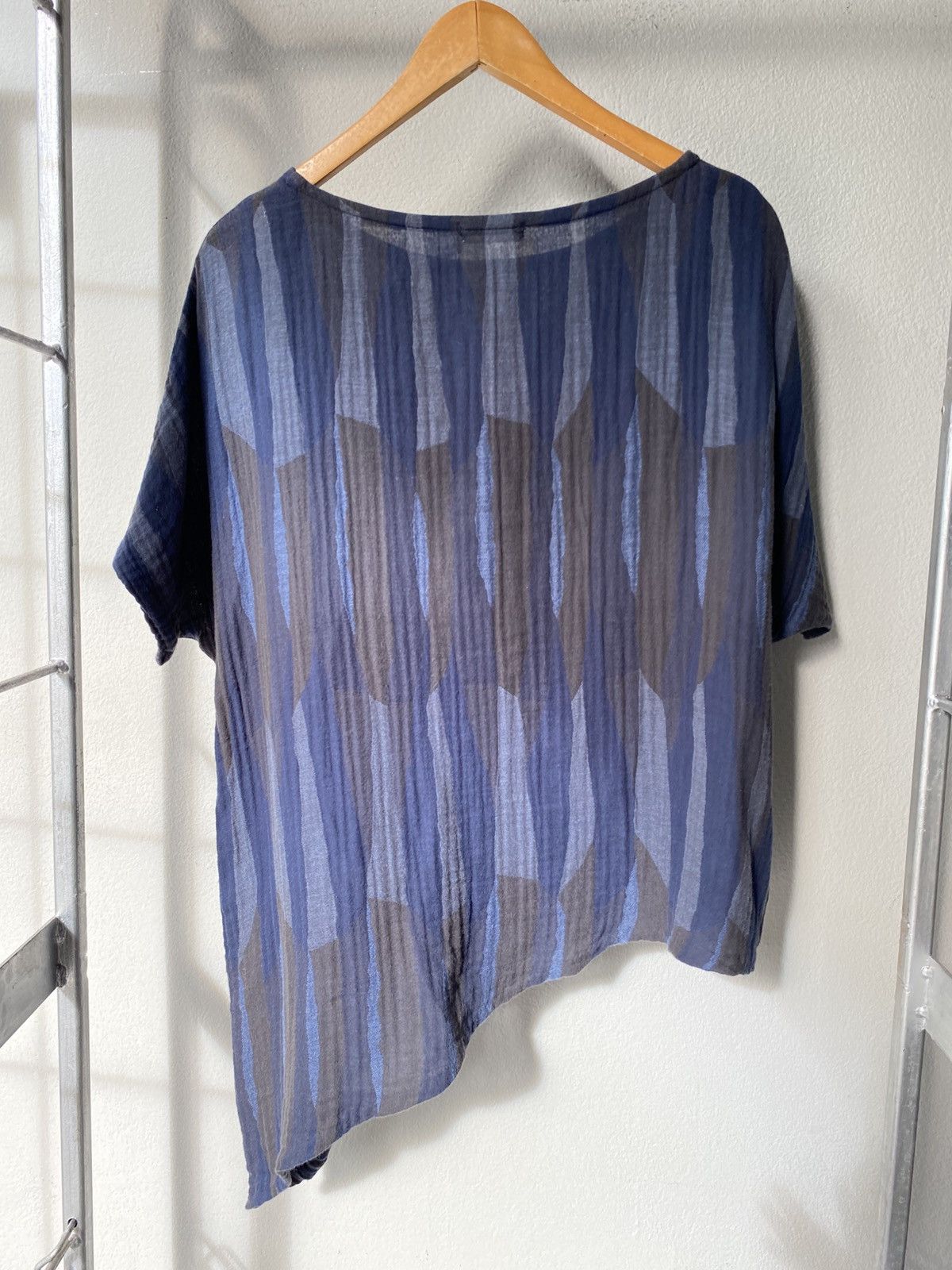 Playstation Plantation Blue Striped Asymmetrical Top Size L / US 10 / IT 46 - 5 Thumbnail