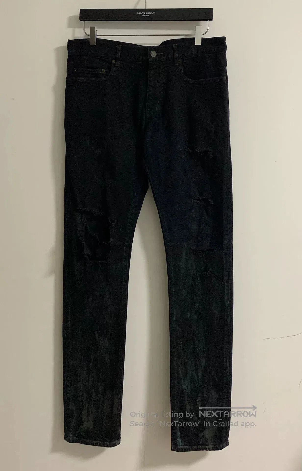 Saint Laurent Paris Saint Laurent Distressed Black Denim Pants. Size US 32 / EU 48 - 1 Thumbnail