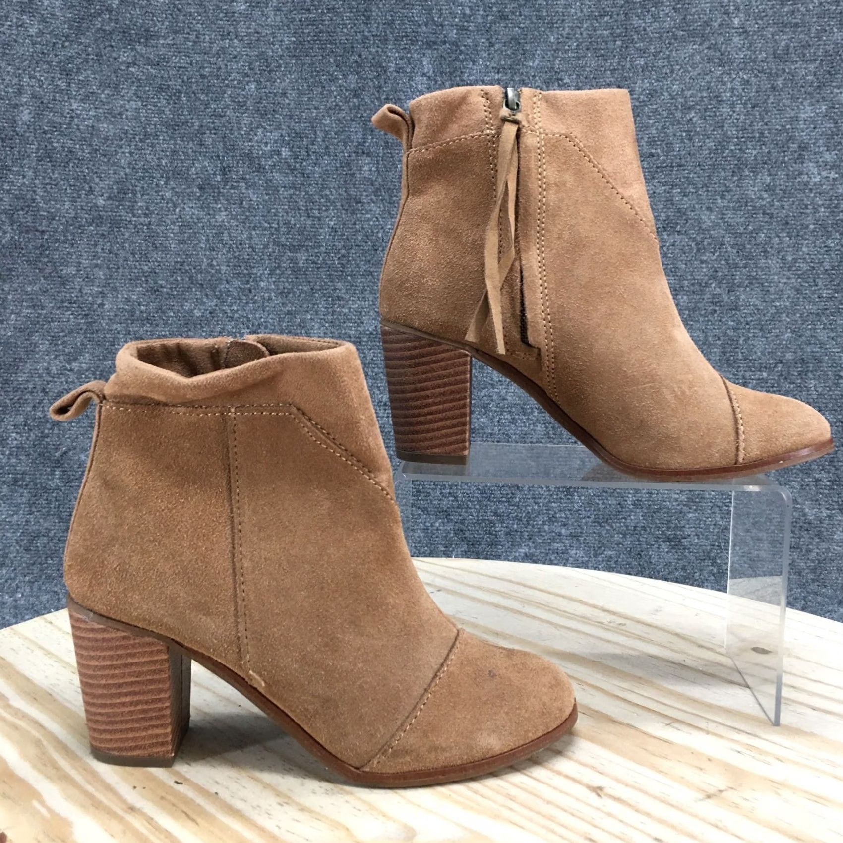 Toms TOMS Boots Womens 5 Lunata Ankle Bootie Tan Side Zip Casual Block Heel Comfort Breathable Suede All Season Solid Brown 10013036 Mens Womens Boys Girls Size US 5 / IT 35 - 2 Thumbnail