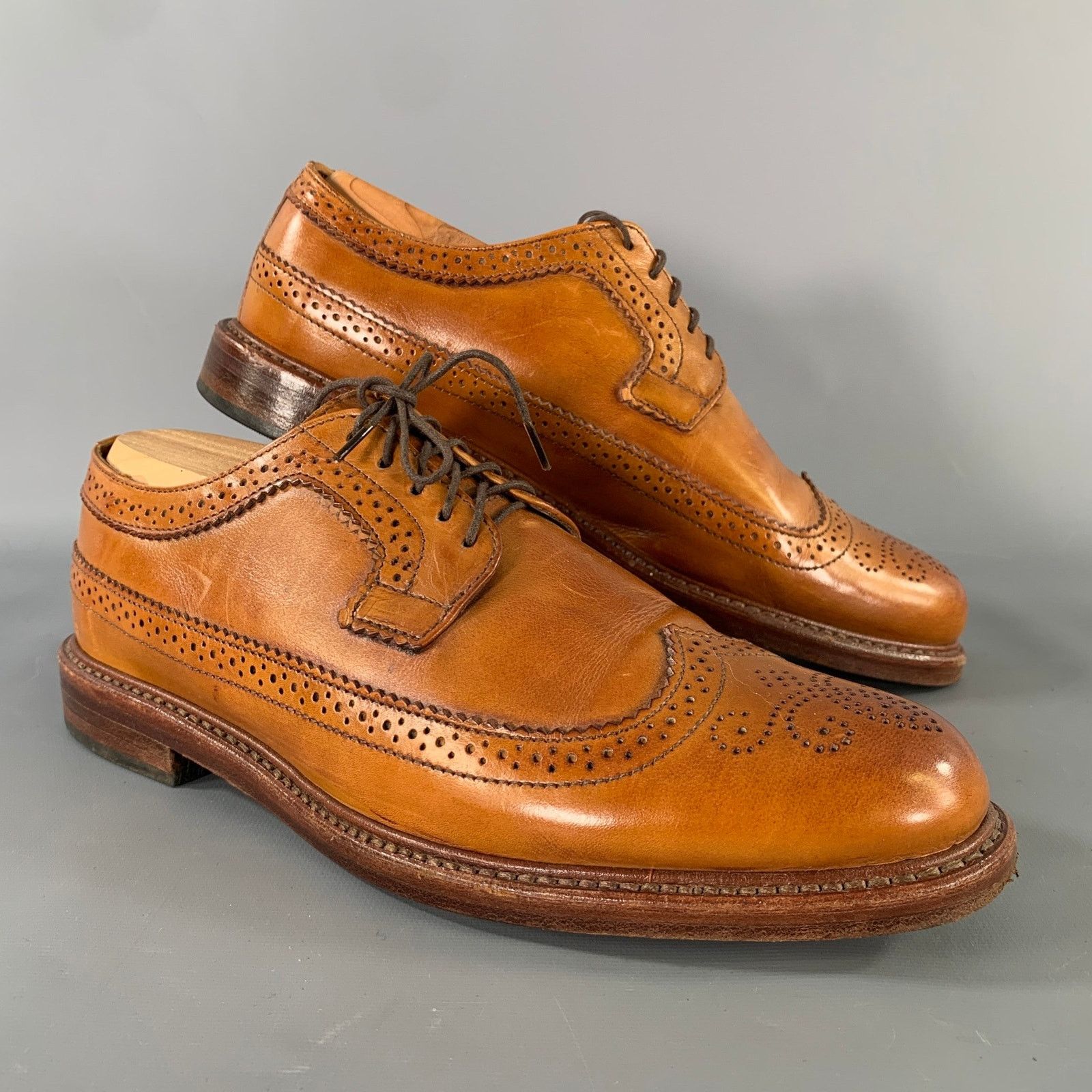 Rancourt & Co. RANCOURT & CO. Size 9 Tan Caramel Leather Wingtip Lace-Up Size US 9 / EU 42 - 1 Thumbnail