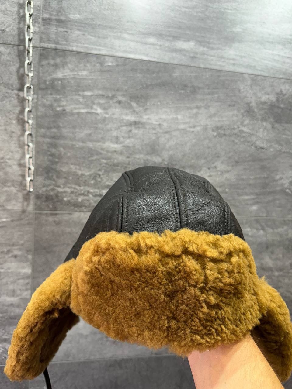 Vintage Men B3 Brown Hat Aviator Sheepskin Flying Trapper Hat Size 32 - 11 Thumbnail