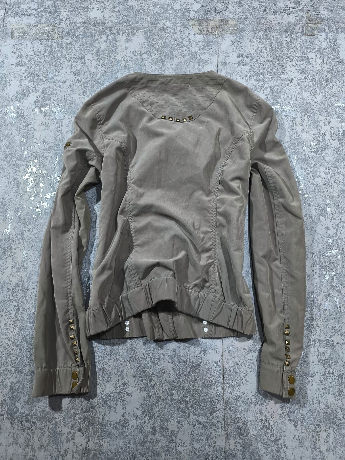 Other Studded Asymmetrical Zip Khaki Grunge Jacket Size S / US 4 / IT 40 - 2 Thumbnail