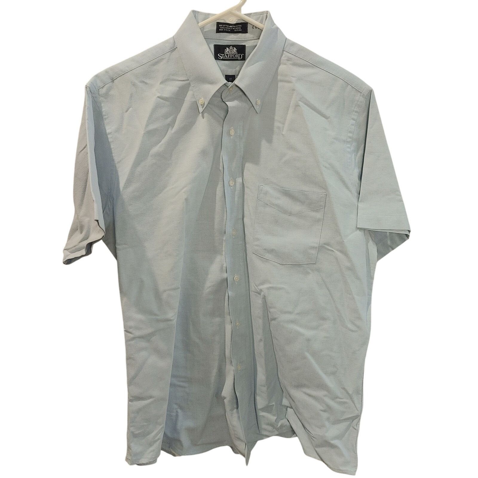 stafford mens dress shirts short sleeve Stafford Linen Blend Mens Short Sleeve Regular Fit Button-Down Shirt,  Color: Navy Stripe
