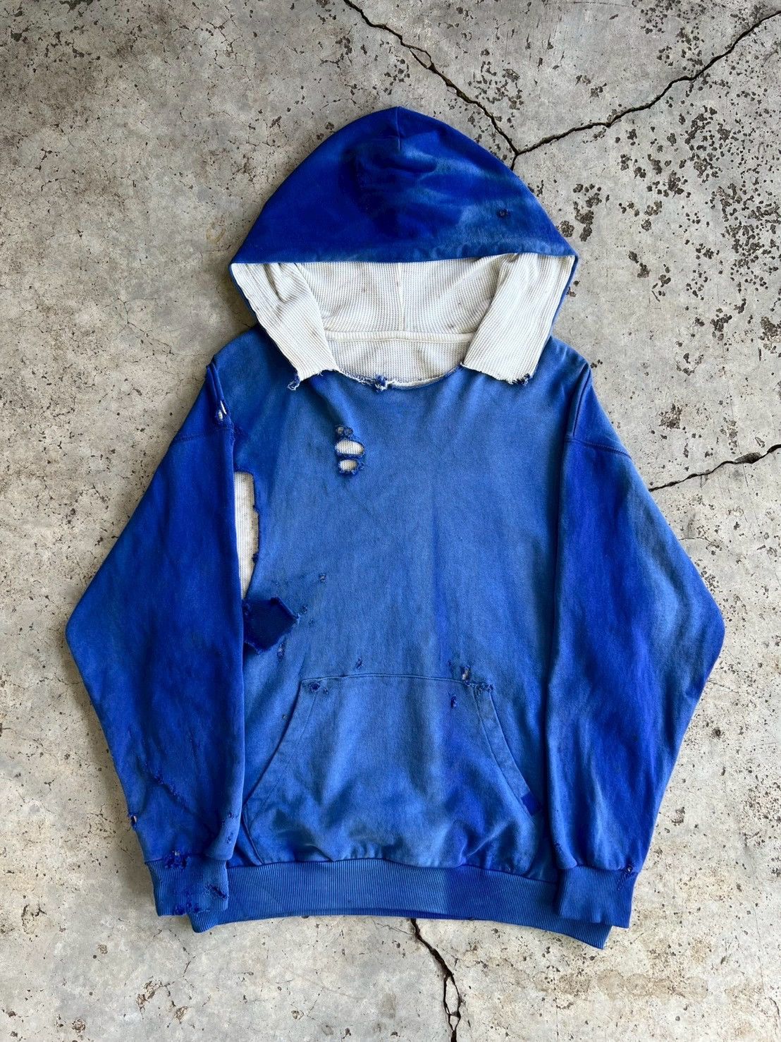 Vintage Thrashed Vintage Thermal Lined Hoodie Distressed ERD Size US M / EU 48-50 / 2 - 3 Thumbnail