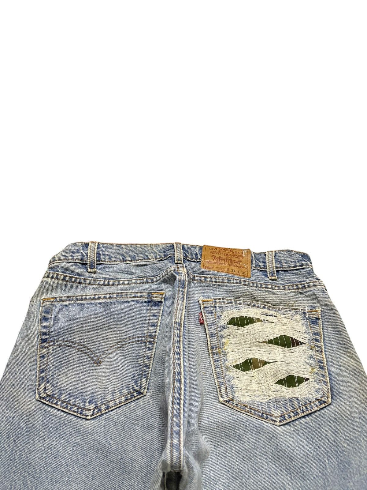 Levi's Vintage 90s Levis 505 Sashiko Mud Wash Distress Loose Jeans Size US 34 / EU 50 - 8 Thumbnail