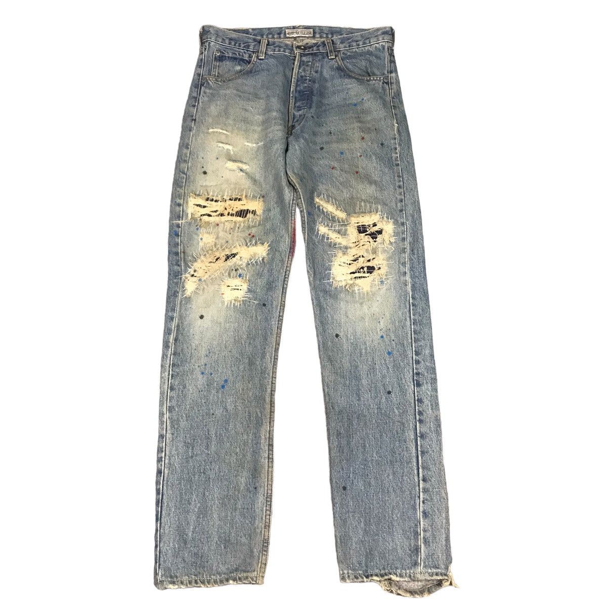Japanese Brand ENTIA DISTRESSED DENIM JAPAN STYLE DENIM PANTS Size US 30 / EU 46 - 1 Thumbnail