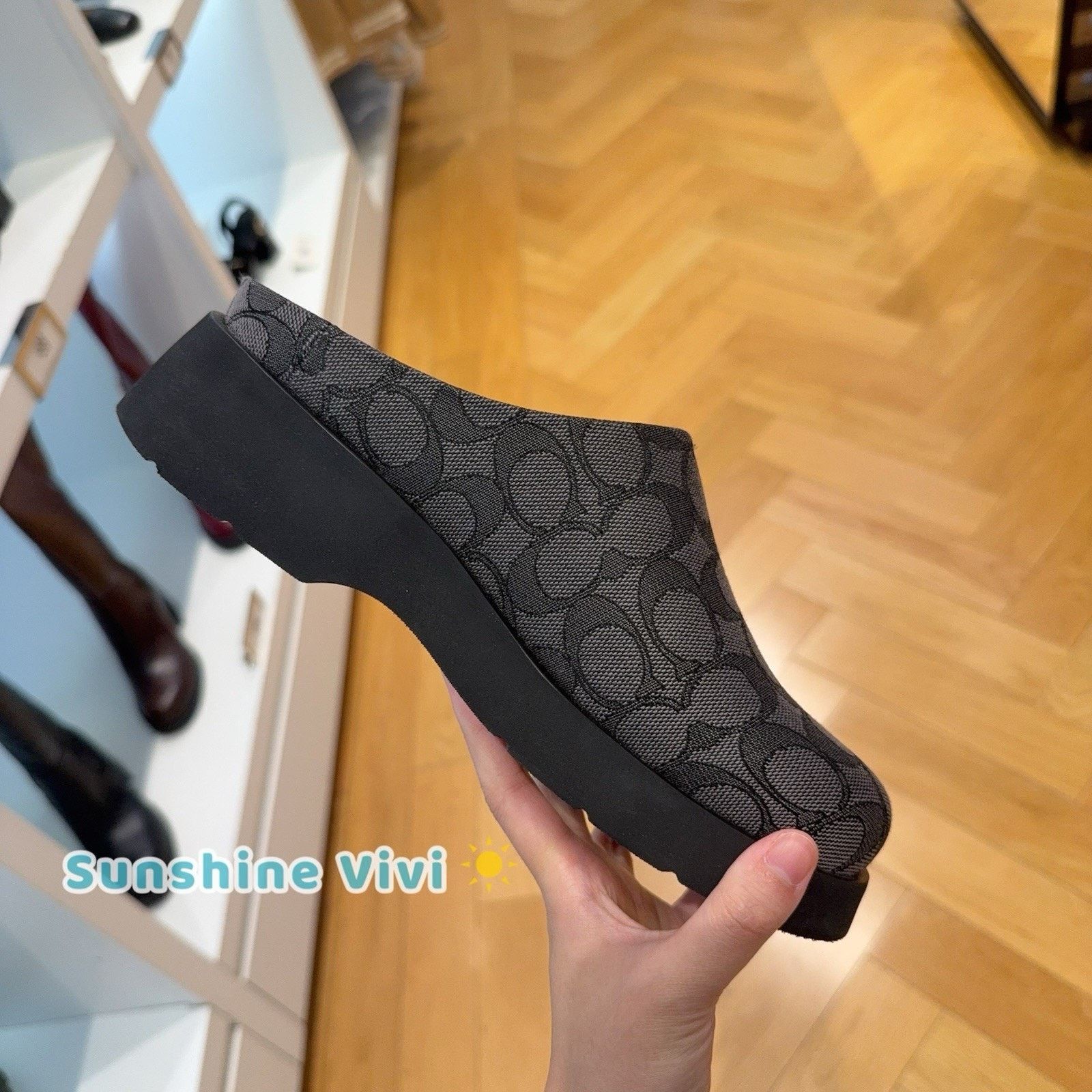Coach NWT Coach Women's Link Mule Jacquard Charcoal CBN24 US 10 Size US 10 / IT 40 - 3 Thumbnail