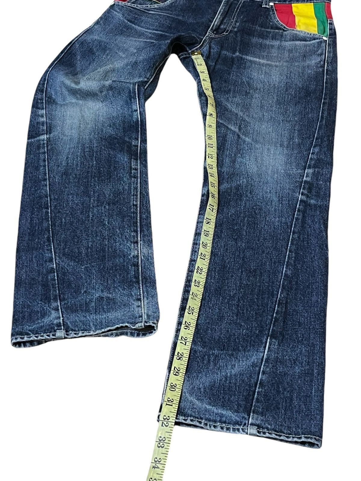 Japanese Brand SICK Y2K JAPANESE BRAND RASTA COLOUR JEANS MADE IN JAPAN Size US 32 / EU 48 - 15 Thumbnail