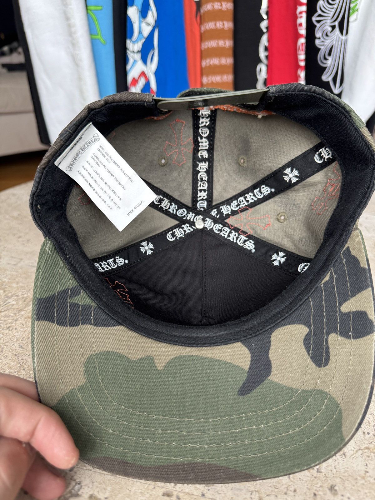 Chrome Hearts Chrome Hearts Camo Orange Leather Cross Patch Hat Size ONE SIZE - 7 Thumbnail