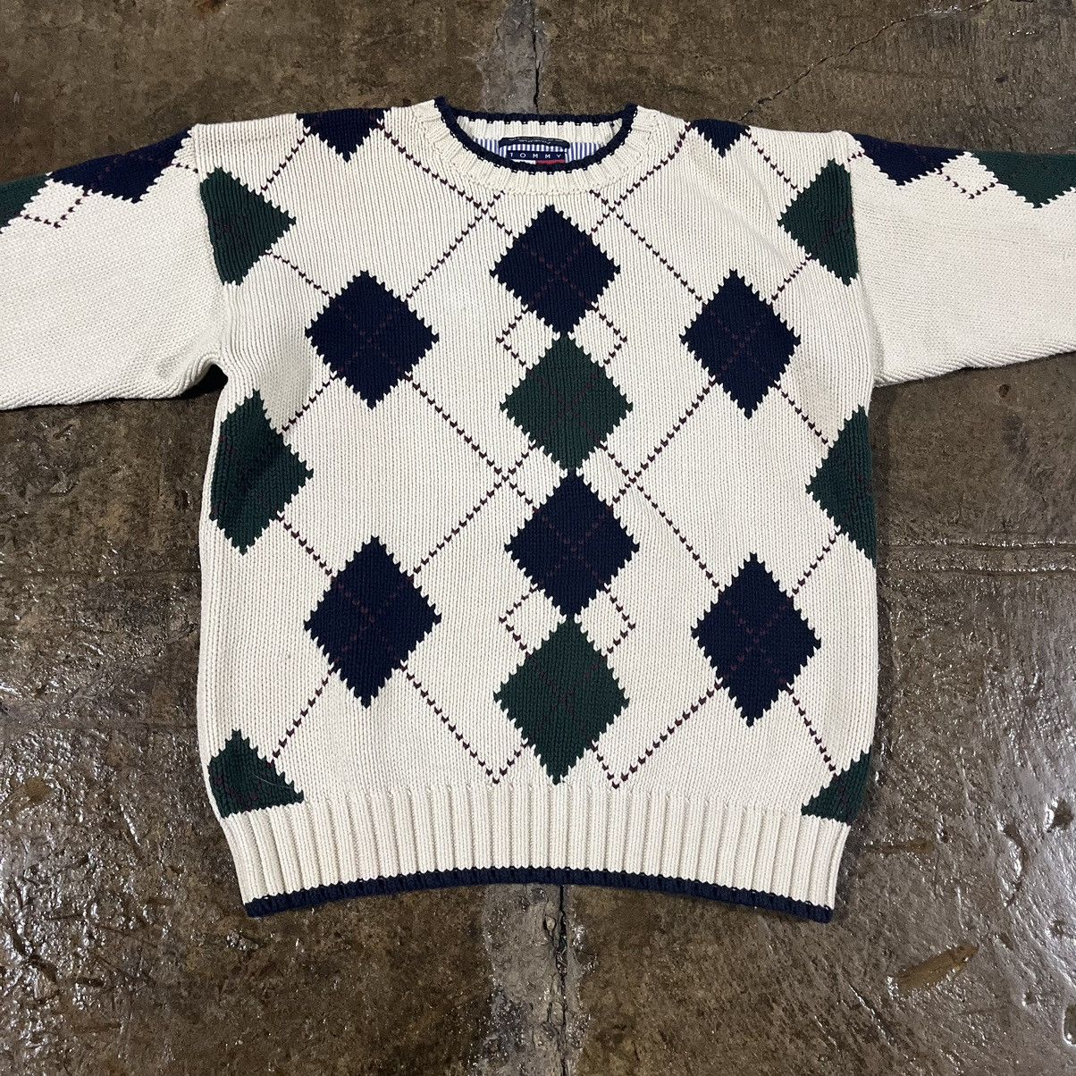 Tommy Hilfiger × Vintage Vintage Tommy Hilfiger 90s Argyle Pattern Pullover Sweater Size US M / EU 48-50 / 2 - 4 Thumbnail