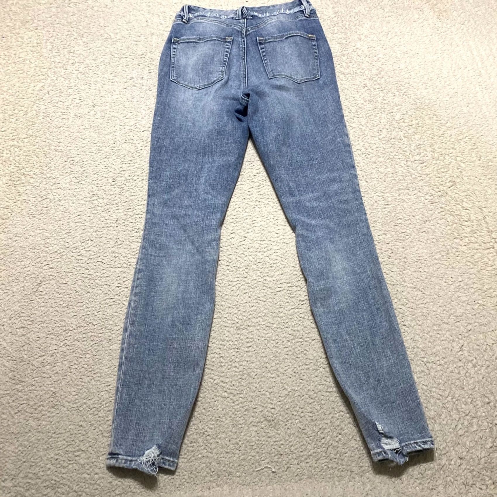 Good American Good American Jeans Womens 6 Blue Denim Medium Wash Skinny High Rise Distressed Pocket Zipper Button 5-Pocket Size 28" / US 6 / IT 42 - 2 Thumbnail