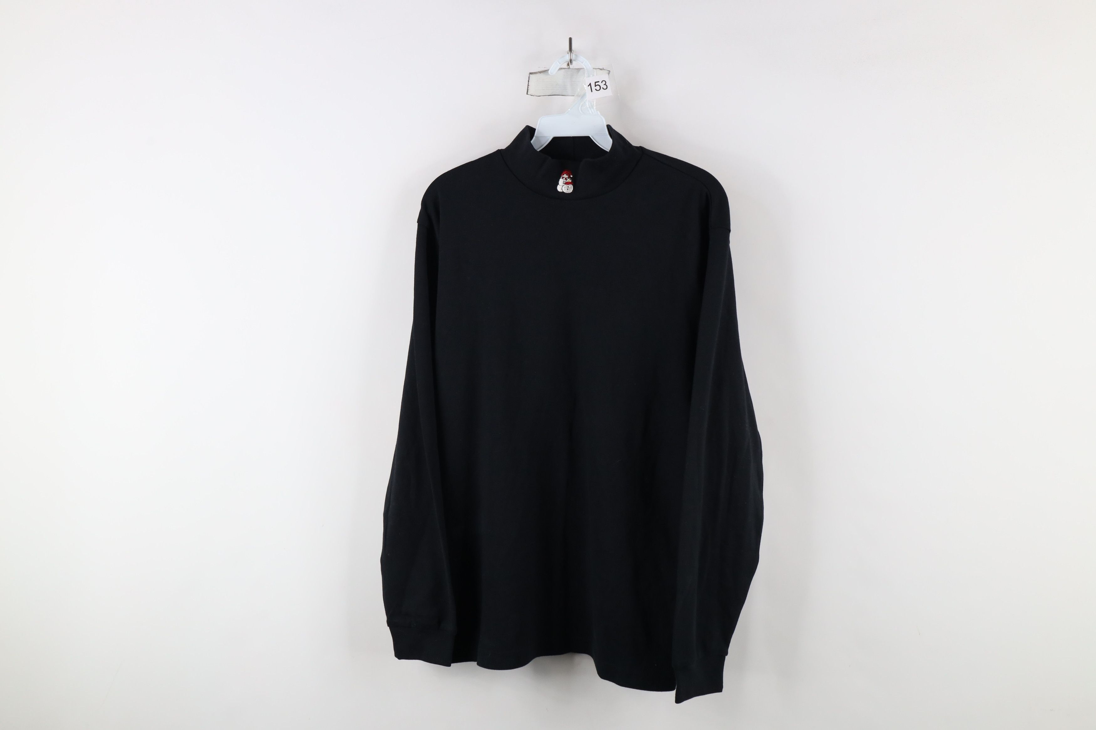 Vintage × Woolrich Woolen Mills Vintage 90s Woolrich Snowman Mock Neck T-Shirt Black Cotton Size XL / US 12-14 / IT 48-50 - 1 Thumbnail