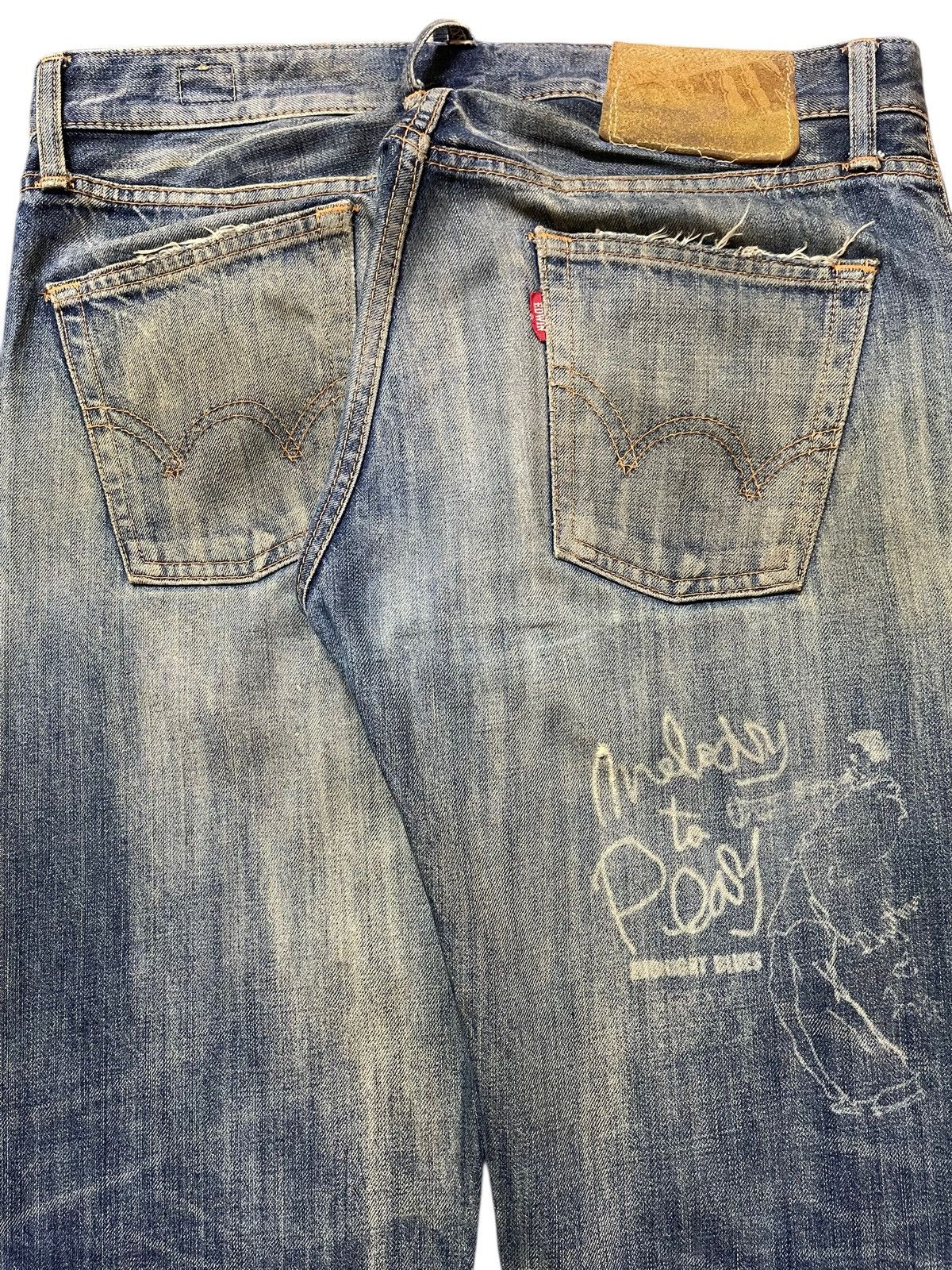 Edwin Vintage Japan Edwin Mud Wash Painted Style Distress Jeans Size US 32 / EU 48 - 6 Thumbnail