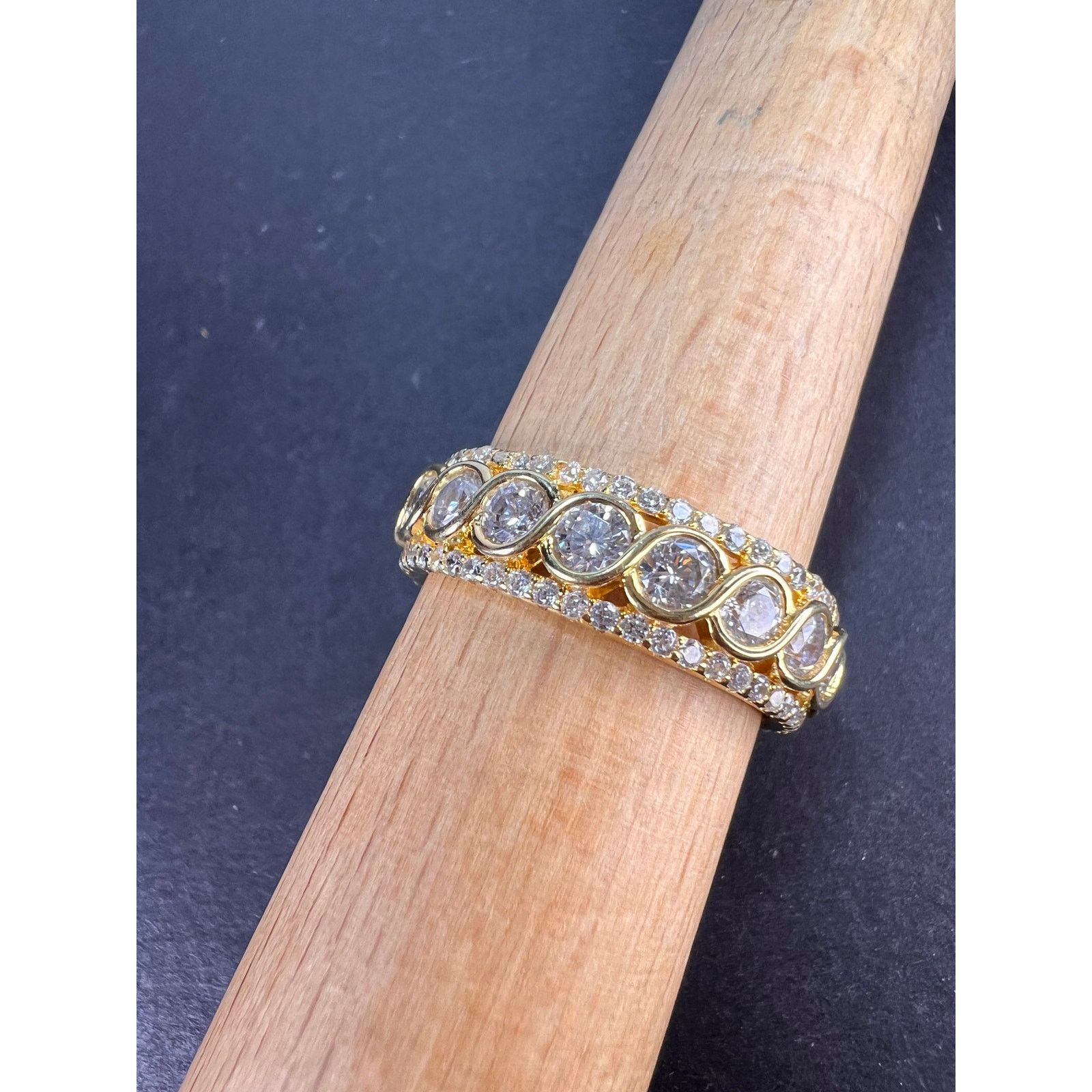 Other CZ gold over Sterling eternity band mens ring size 11 Size ONE SIZE - 1 Thumbnail