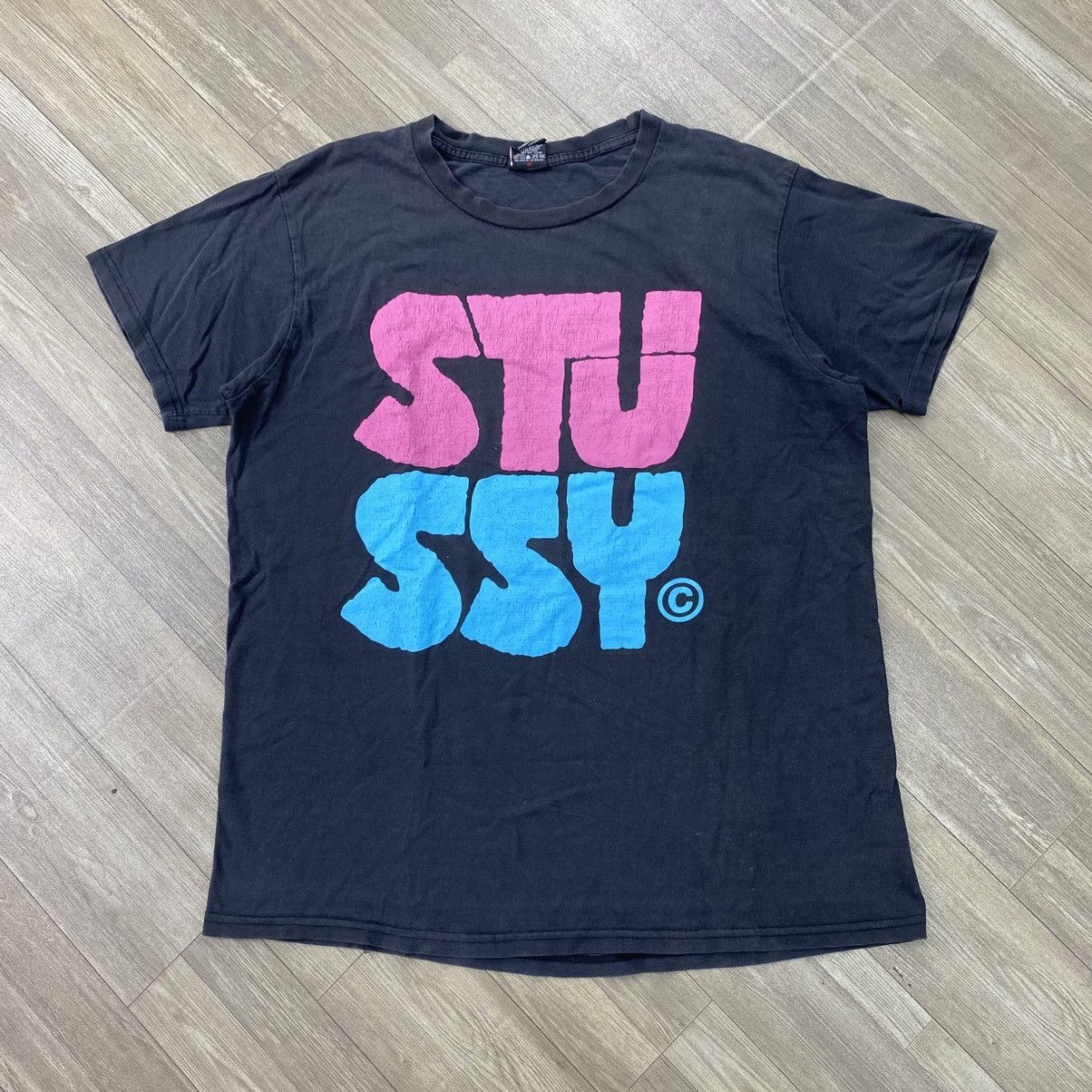 Stussy Sun Faded💥 Vintage Stussy Spell Out Logo Skate Graphic Tee Size US L / EU 52-54 / 3 - 1 Thumbnail