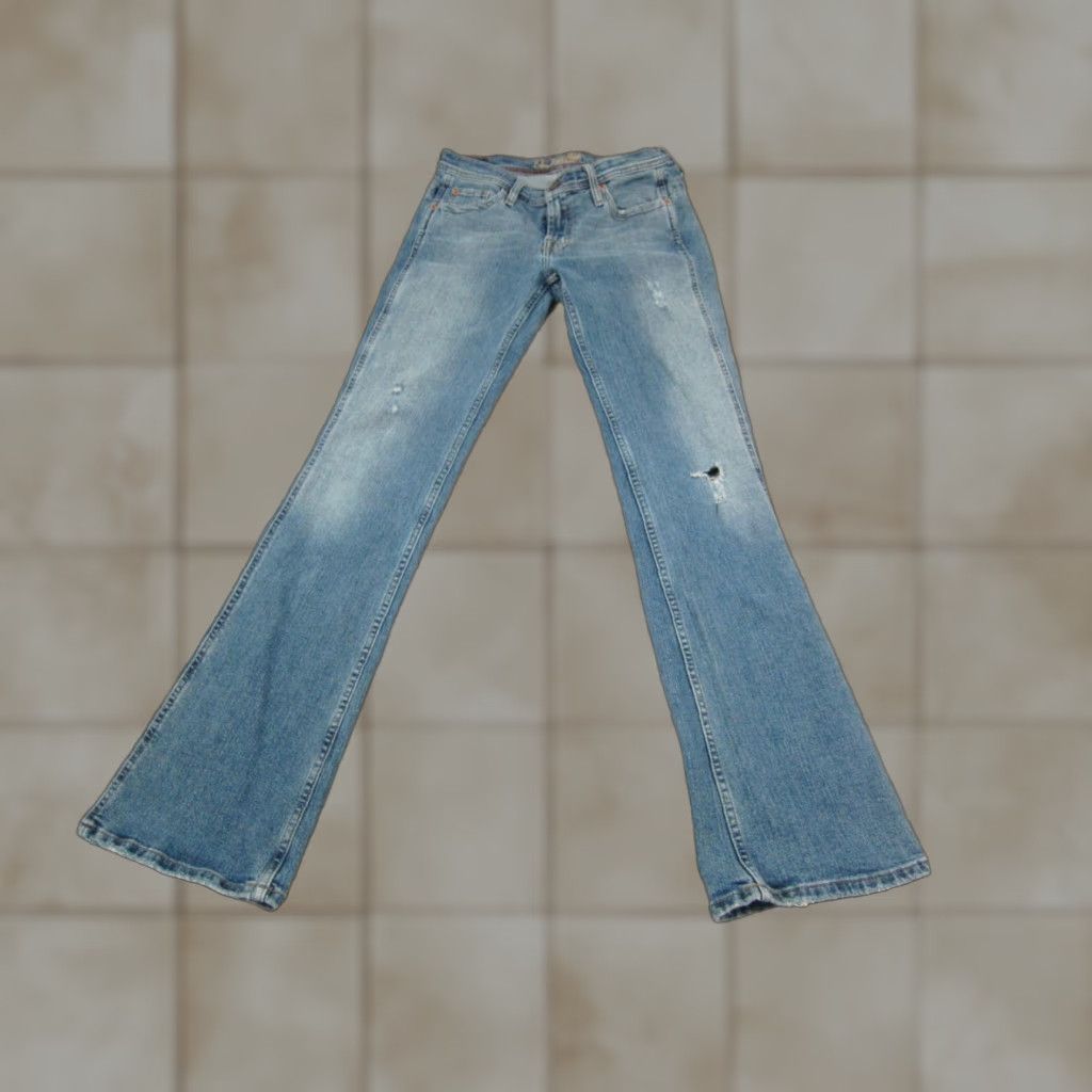 American Eagle Outfitters American Eagle Jeans Womens 4 Reg Blue Distressed Stretch Skinny Denim Distressed N/A Size 27" / US 4 / IT 40 - 1 Thumbnail