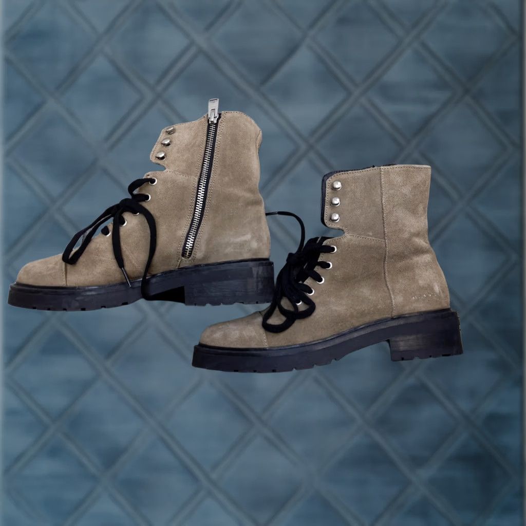 Allsaints AllSaints Dusty Boots Women US 8 Beige Suede Combat Ankle Zip Lined Leather Insole Size US 8 / IT 38 - 1 Thumbnail