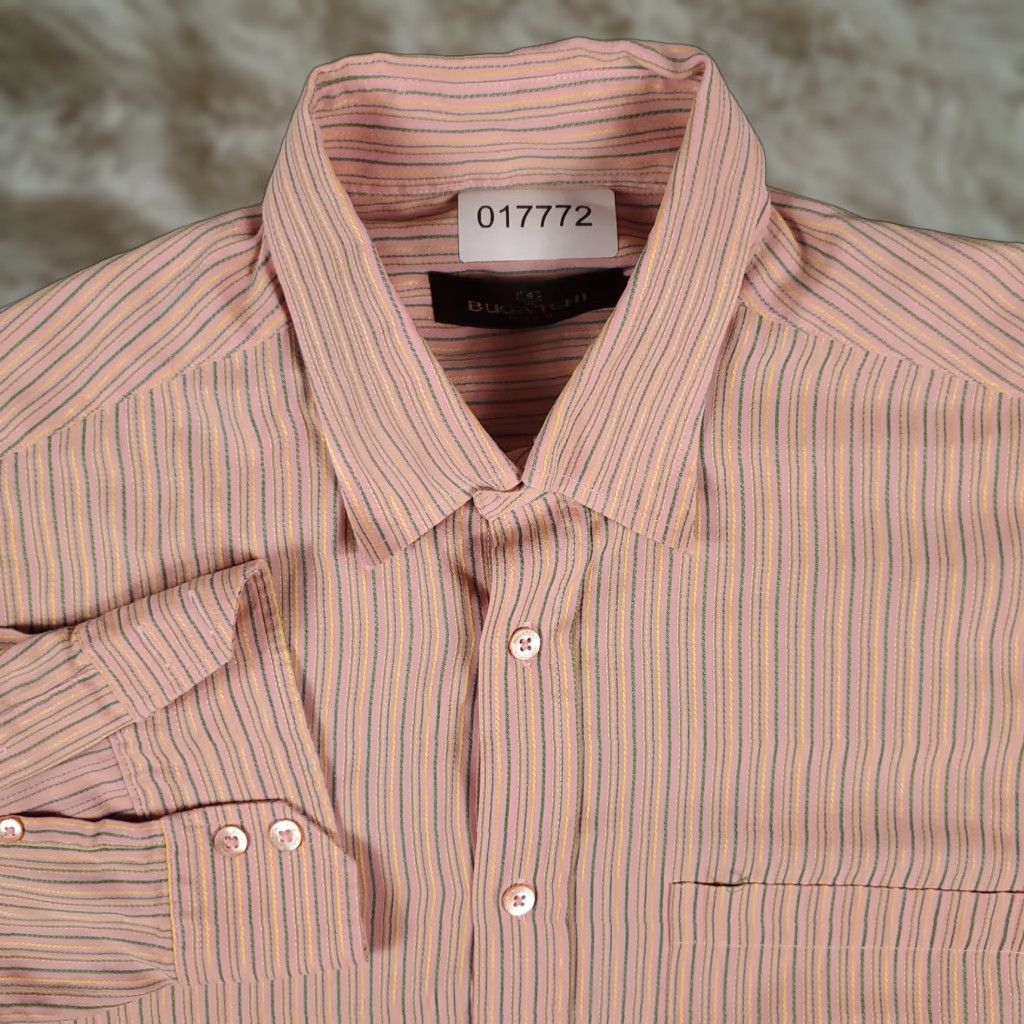 BUGATCHI BUGATCHI UOMO Shirt Mens Large Peach Striped Button-Up Long Sleeve Cotton Classic / Preppy Colorful Business Casual Formal Workwear Mens L Peach/Coral Size US L / EU 52-54 / 3 - 1 Thumbnail