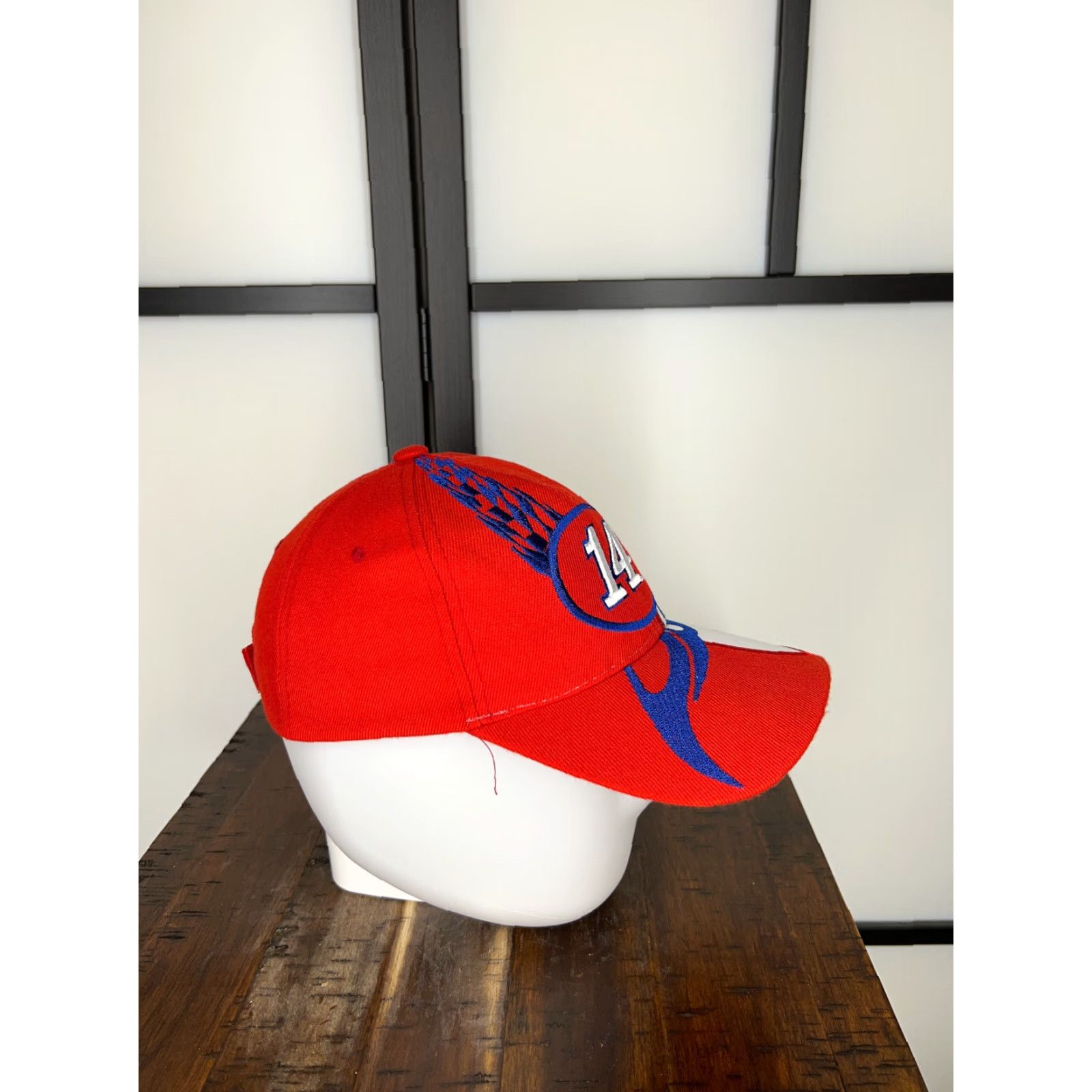 Vintage RACING Hat Cap One Size Red Adjustable USA 100% Acrylic Y & W Headwear Baseball Cap Mens Man Adjustable Strap Back Cars Theme 90s Event Racing Size ONE SIZE - 6 Thumbnail