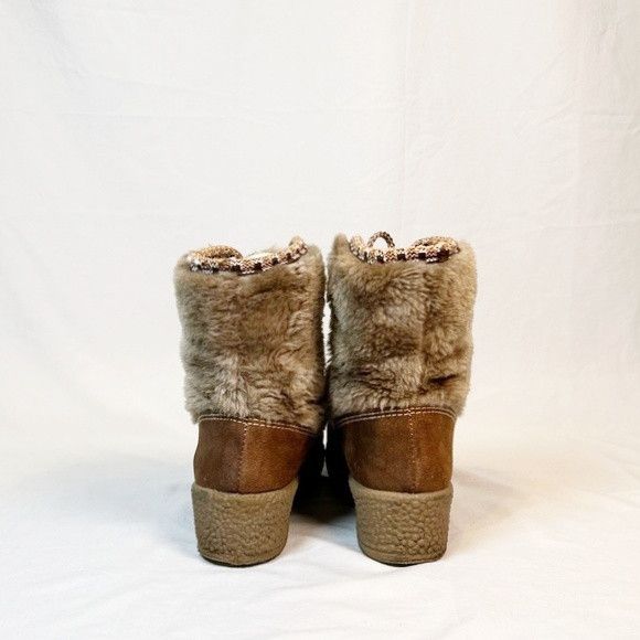 Other Vintage 70s Snow Land Brown Suede Faux Fur Wedge Ankle Boots Size US 8 / IT 38 - 5 Thumbnail