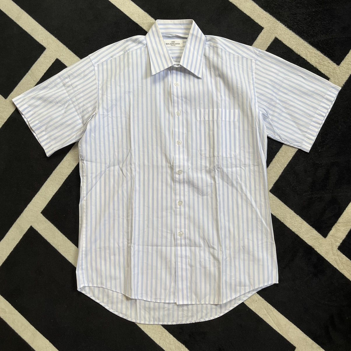 Vintage Balenciaga Striped Button Short Sleeve Shirt