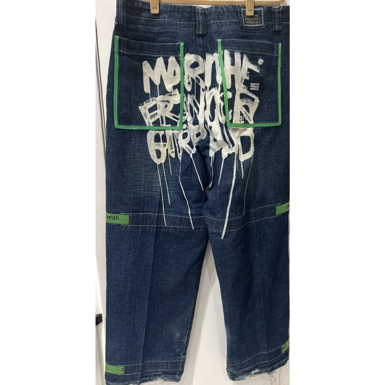 Denime VINTAGE Girbaud Jeans Denim Spellout Graffiti 90s Wide-Leg Size 38 Blue Men's Regular 38in Inseam Distressed Rare Size US 38 / EU 54 - 7 Thumbnail