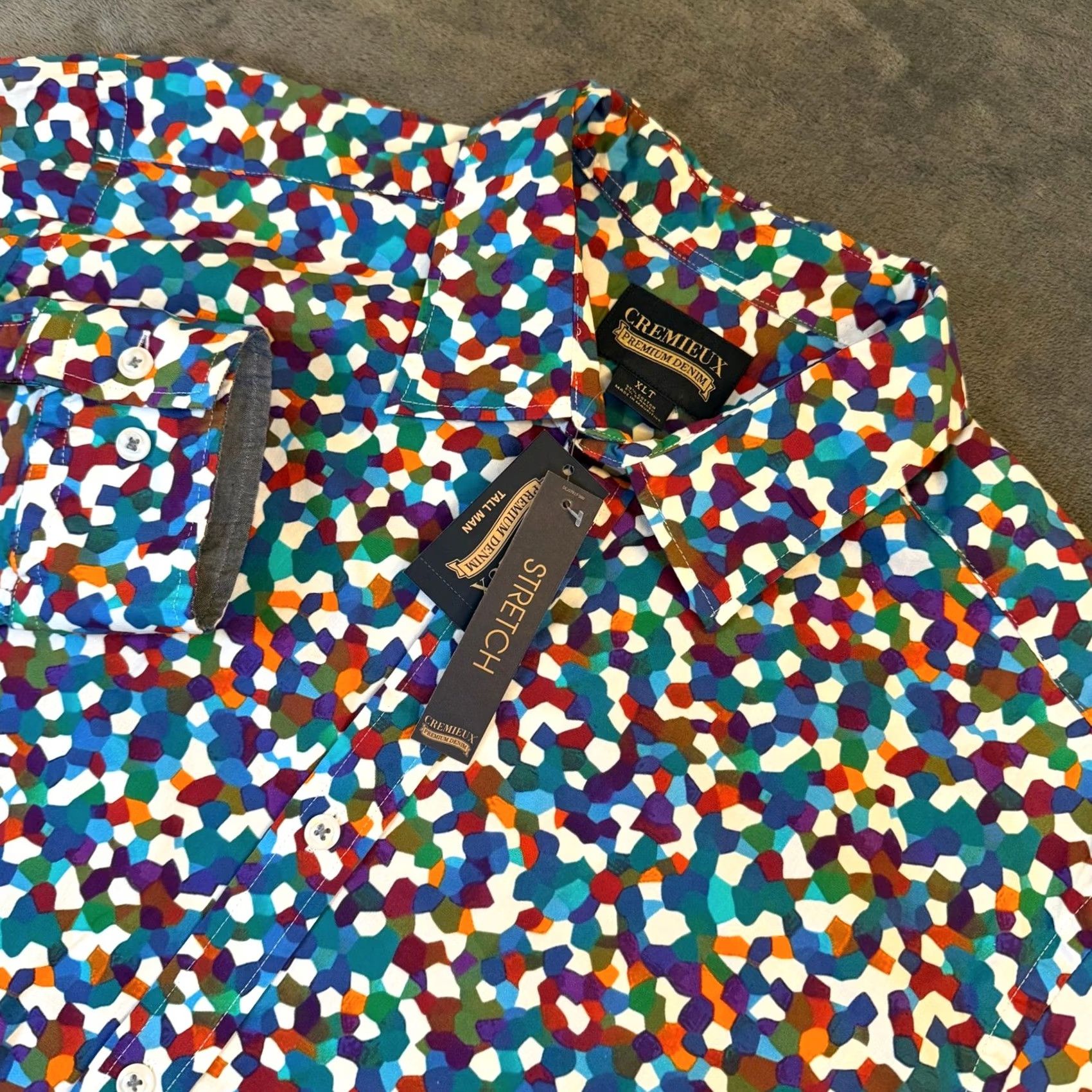 Cremieux Cremieux Premium Denim Shirt Mens XL Tall Multicolor Geometric Button Up Long Sleeve Stretch Casual Size US XL / EU 56 / 4 - 2 Thumbnail