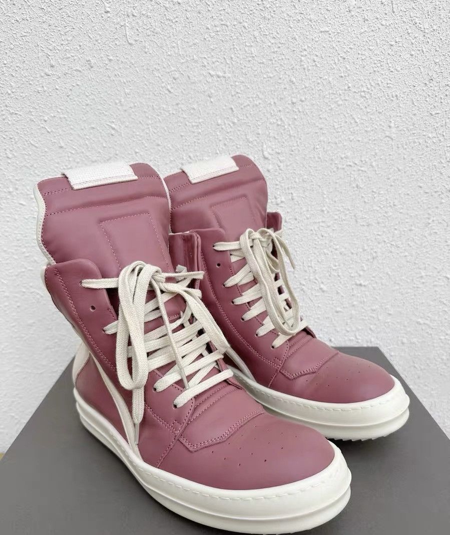 Rick Owens Rick Owens Geobasket pink and white high-top sneakers Size US 8 / IT 38 - 3 Thumbnail