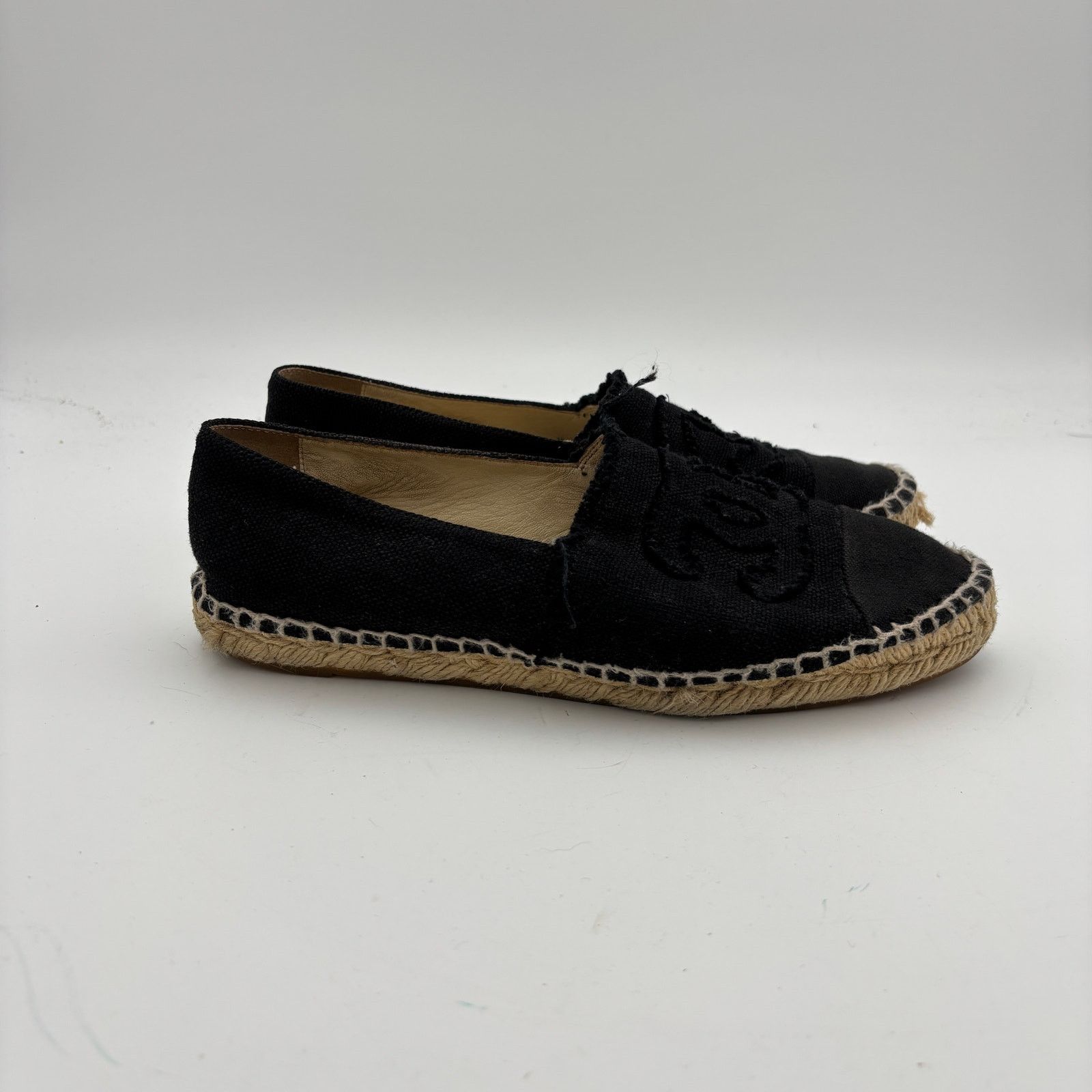 Chanel Chanel CC Logo Canvas Black Cap Toe Espadrilles Women's 40 Size US 10 / IT 40 - 3 Thumbnail