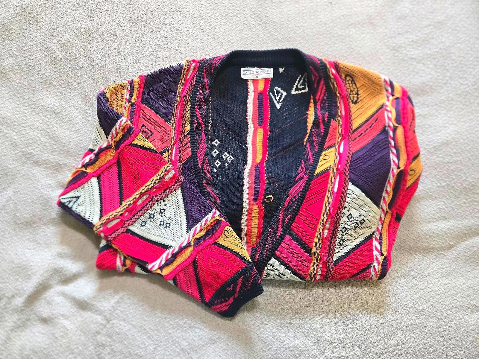 Other Carlo Alberto Cardigan M | 90s 3D Knit Statement Size US M / EU 48-50 / 2 - 1 Thumbnail