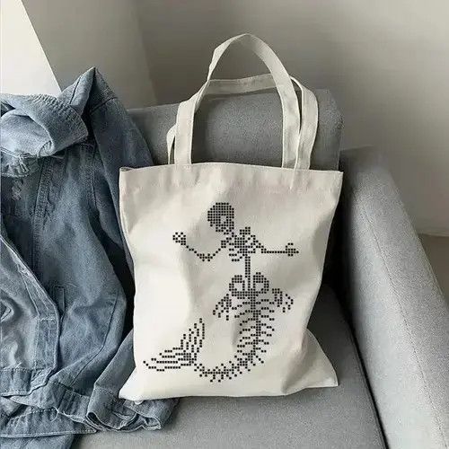 Skull Bag Punk Art Evil Tote Shoulder Satchel in White, Men's