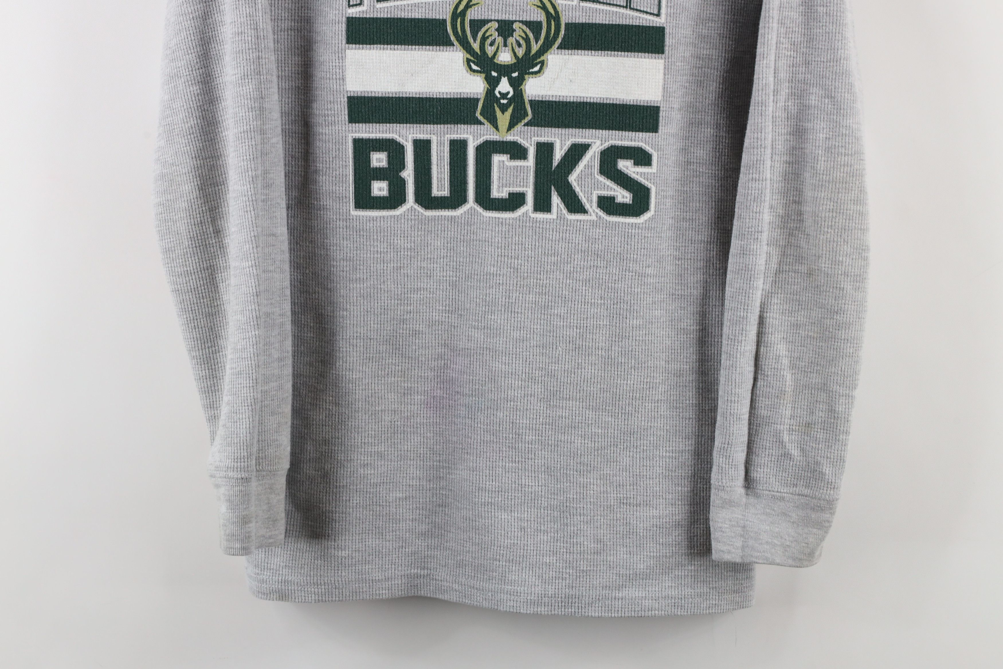 Vintage Vintage Bucks Basketball Thermal Waffle Knit T-Shirt Gray Size S / US 4 / IT 40 - 3 Thumbnail