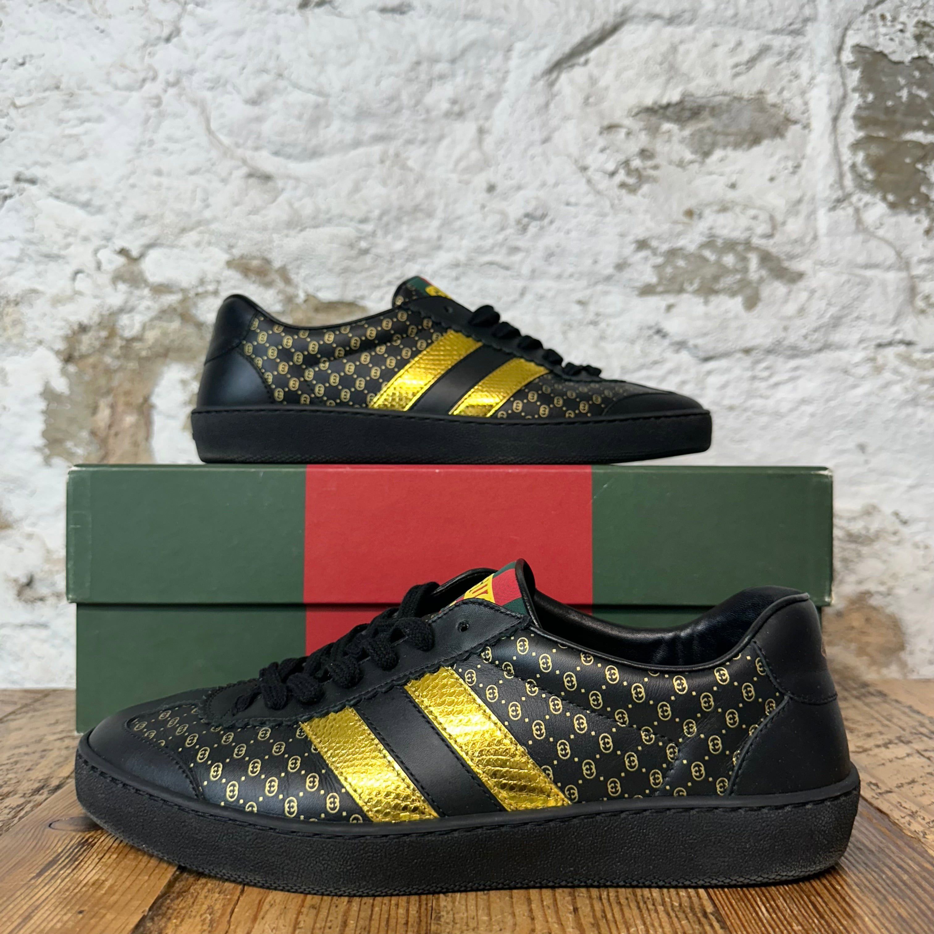 Gucci Gucci Dapper Dan Black Gold Ace Sneaker Sz 7.5 Size US 7.5 / EU 40-41 - 1 Thumbnail