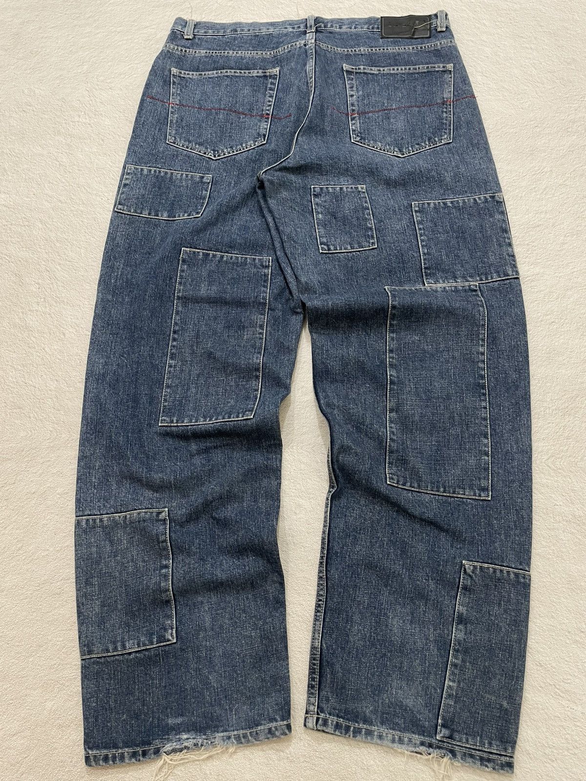 Japanese Brand 2000s Brotherhood Patchwork Wide Leg Jeans Y2K Distressed Size US 38 / EU 54 - 2 Thumbnail
