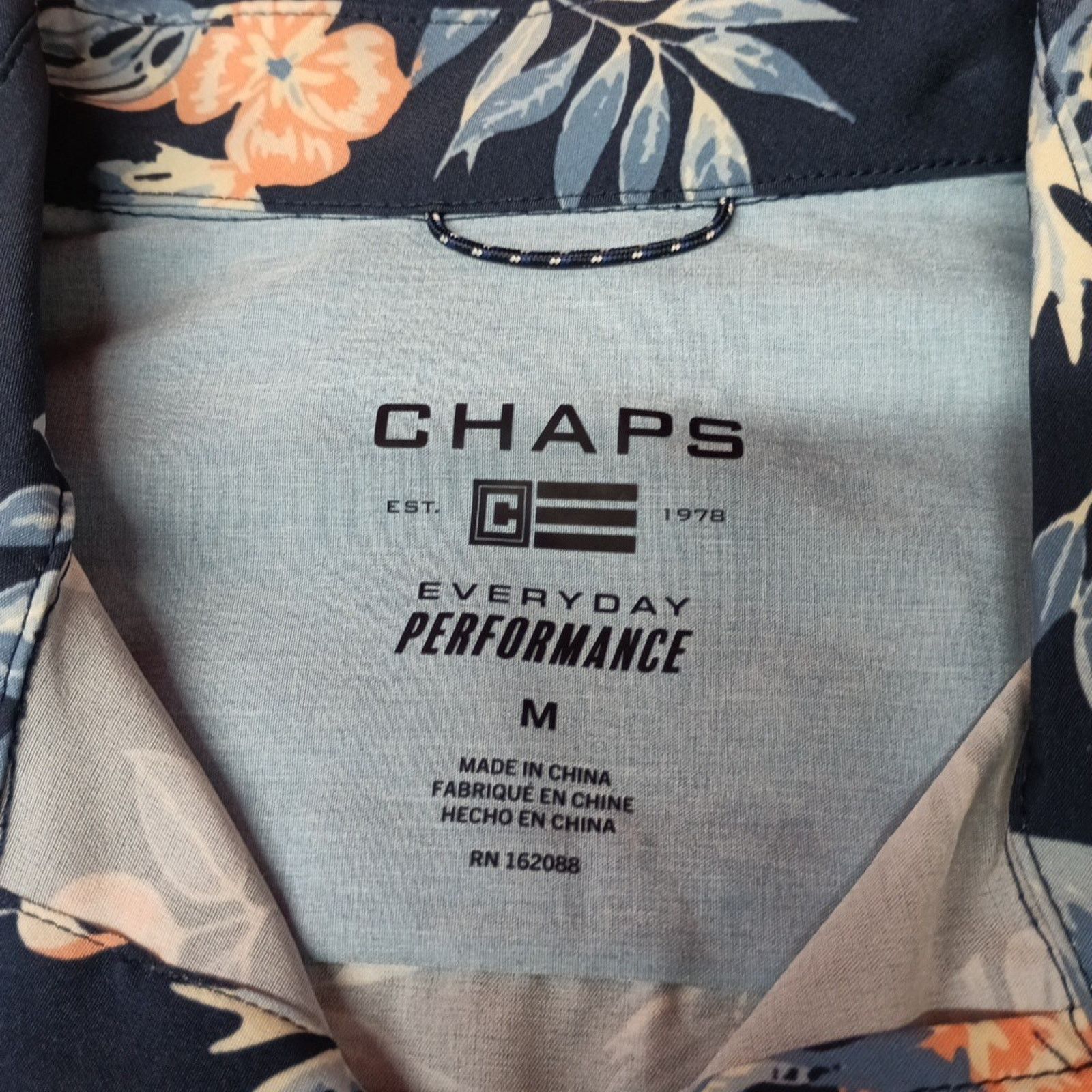 Chaps Chaps Woven Shirt Men's Size M Blue Floral Stretch UPF 50 Size US M / EU 48-50 / 2 - 4 Thumbnail