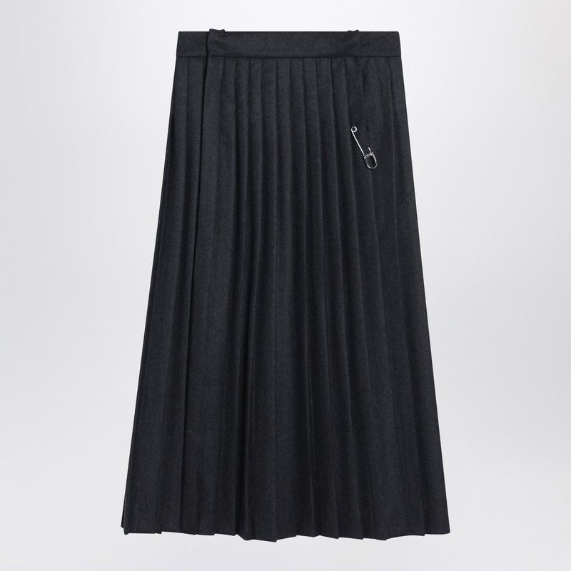 Prada Grey Pleated Wool Skirt