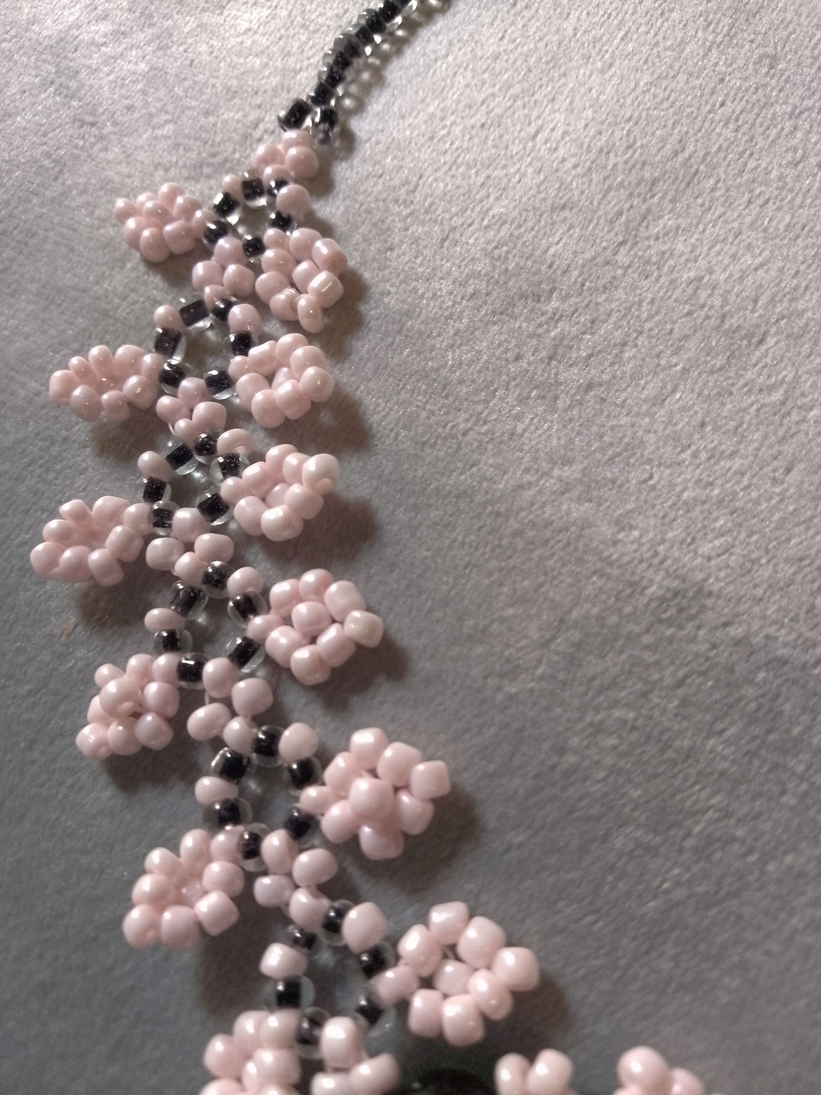 Handmade Necklace Black Pink Natural Rose quartz Stones Size ONE SIZE - 7 Thumbnail
