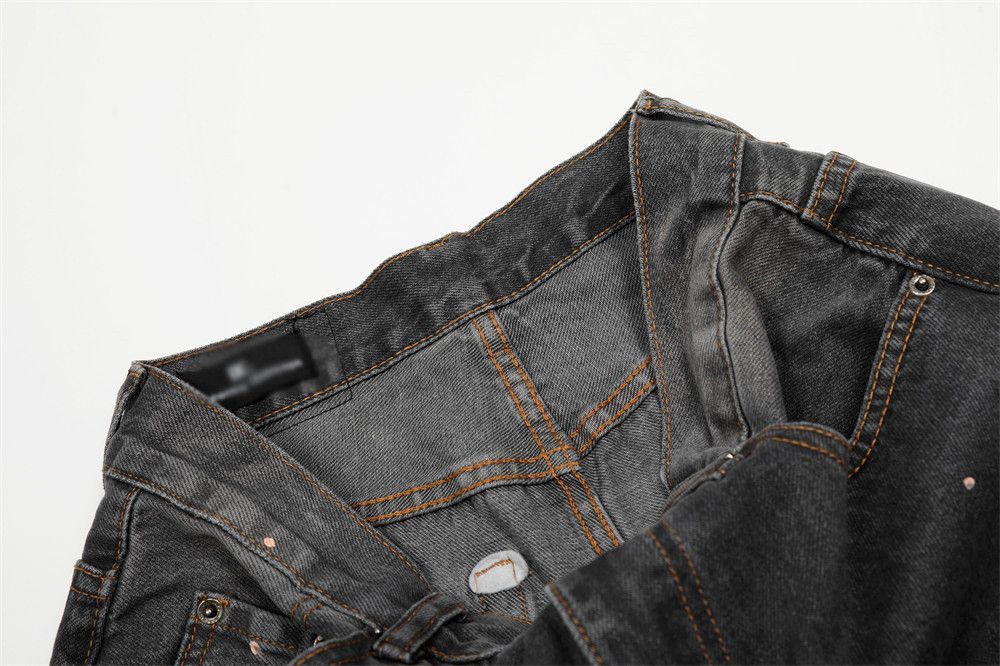 Vintage Punk men's ink-splashed distressed washed straight jeans Size US 32 / EU 48 - 4 Thumbnail