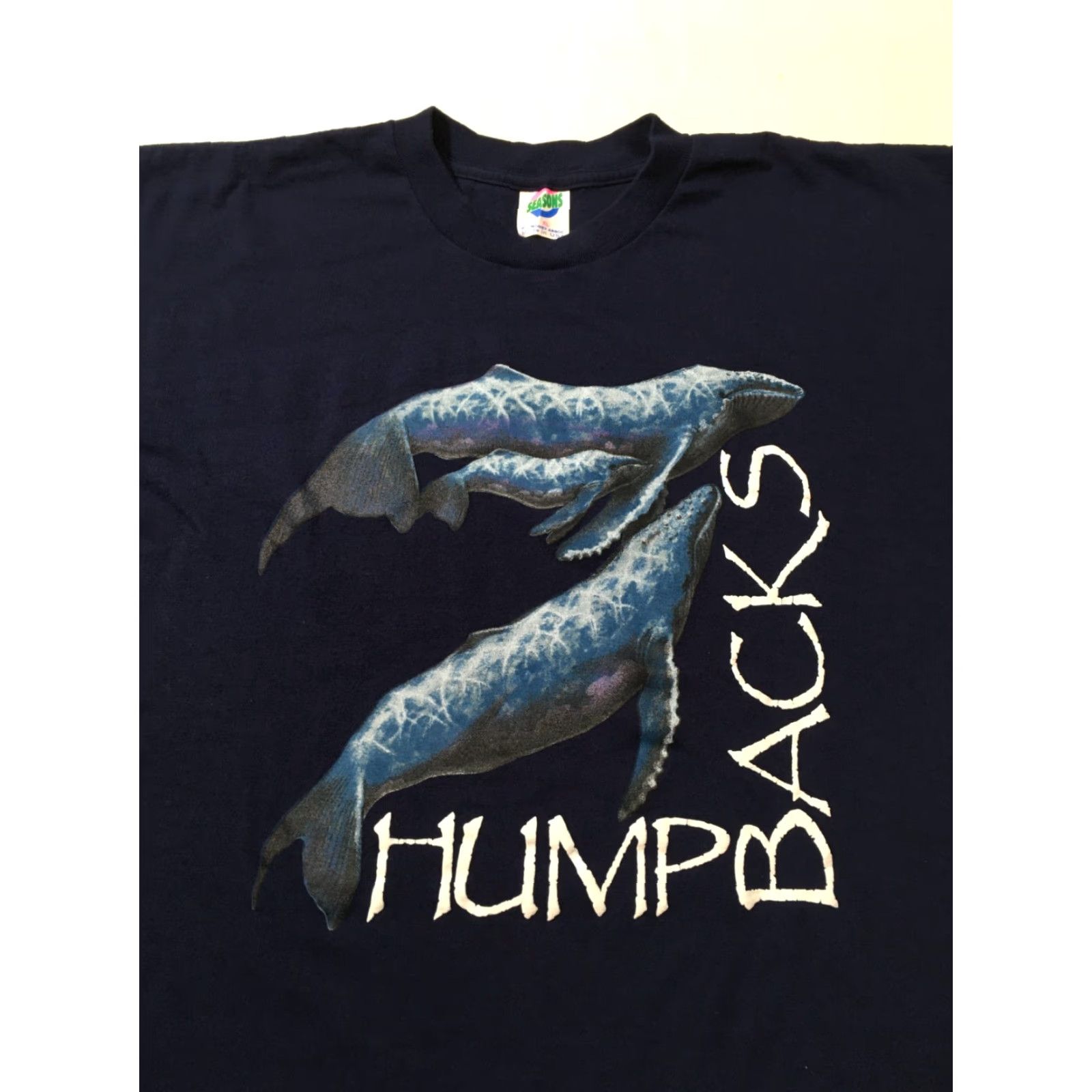 Vintage VINTAGE SEASONS Shirt XL Blue 1990s 90s Art Humpback Whales Underwater Cotton Mens T-Shirt Size XL Size US XL / EU 56 / 4 - 2 Thumbnail