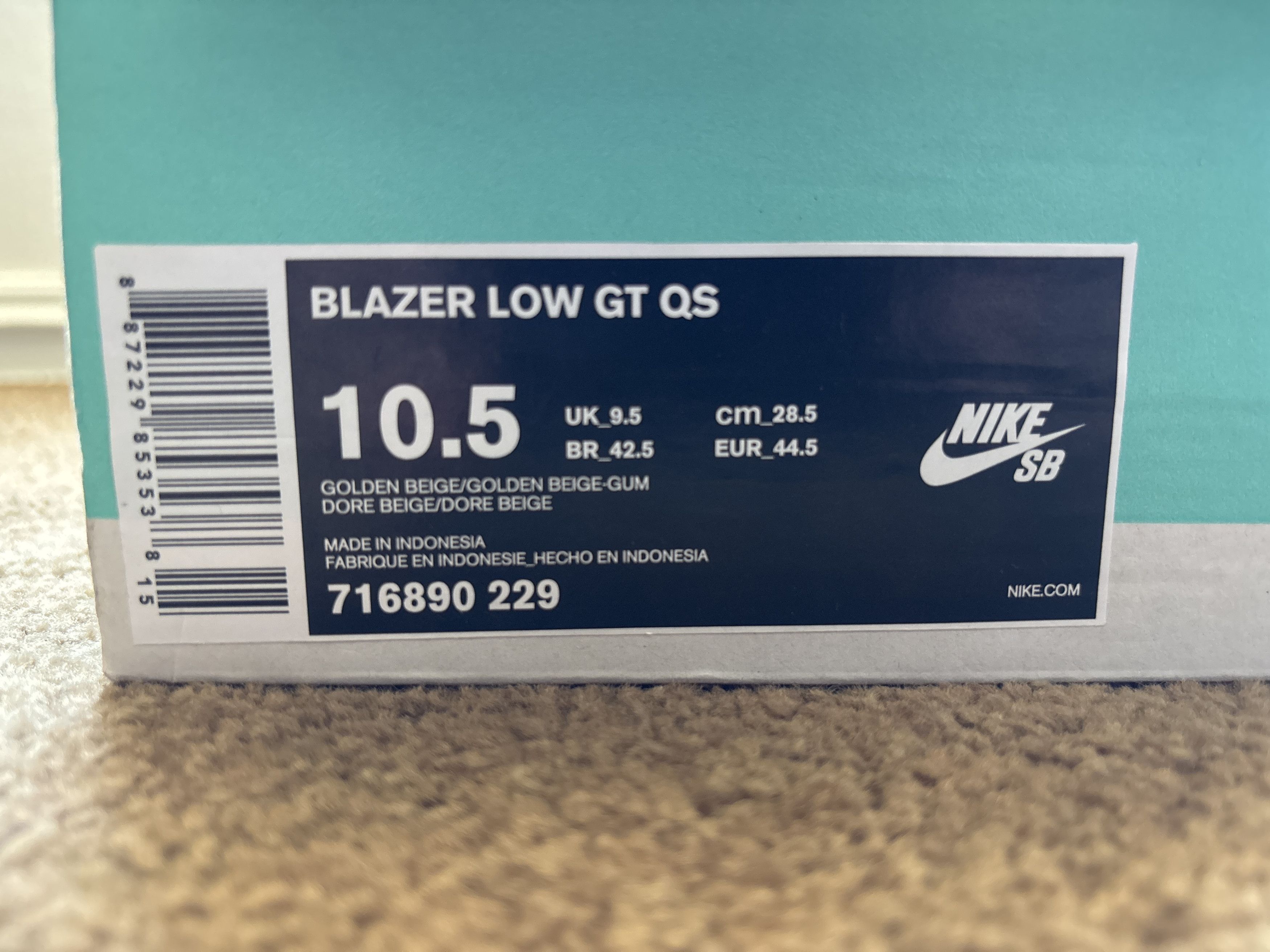 Nike × Supreme Supreme x Nike SB blazer low GT QS ‘Golden Beige’ Size US 10.5 / EU 43-44 - 3 Thumbnail
