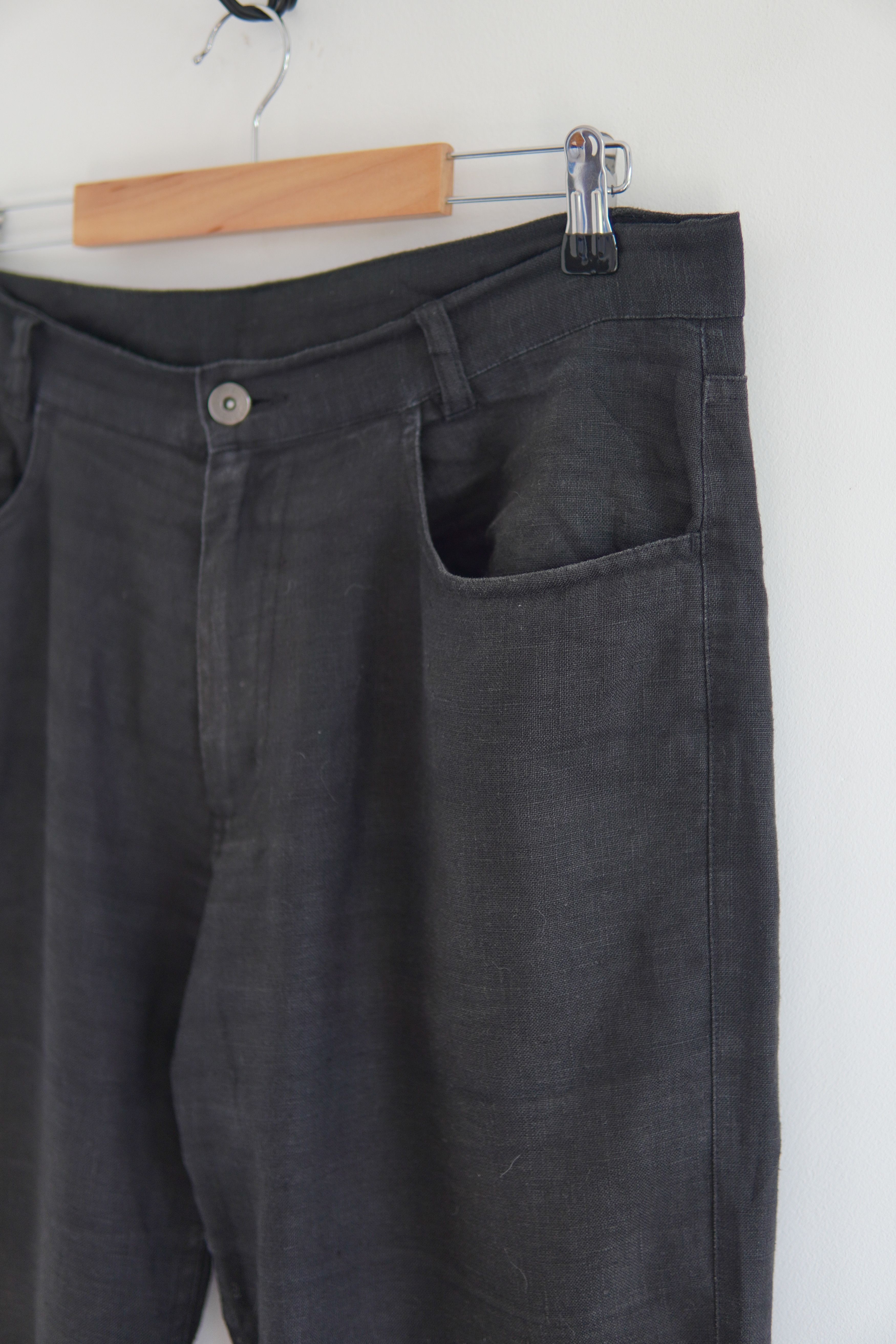 Japanese Brand Vintage Conwell Linen Avant-Garde Black Pants Size US 32 / EU 48 - 3 Thumbnail