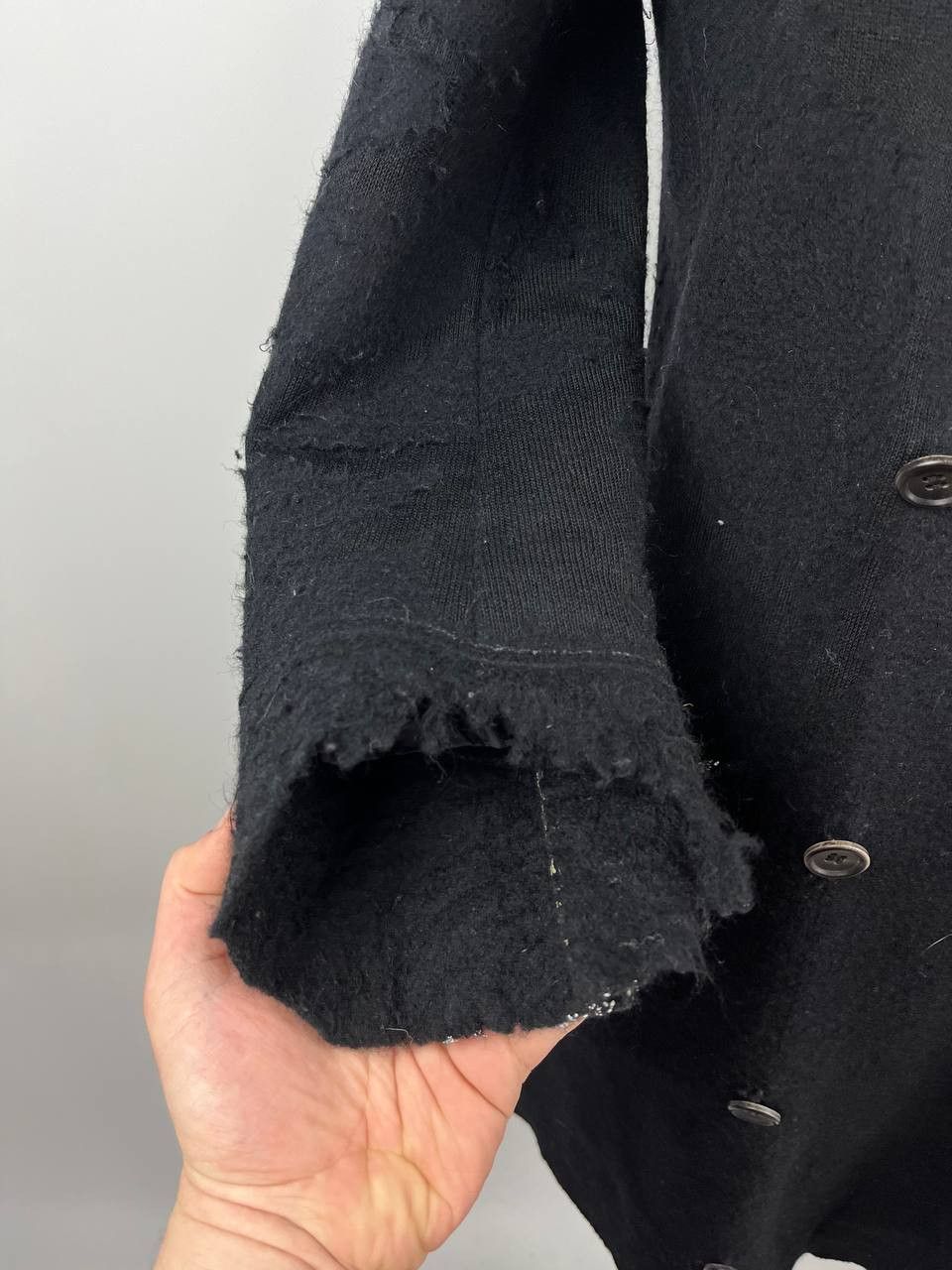 Yohji Yamamoto Worn Condition Archival Yohji Yamamoto Distressed Wool Coat Size US XS / EU 42 / 0 - 8 Thumbnail