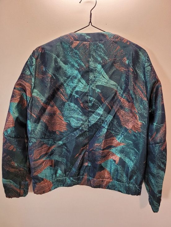 Maje Maje Metallic Teal and Copper Printed Bomber Jacket - 38 Size XS / US 0-2 / IT 36-38 - 2 Thumbnail