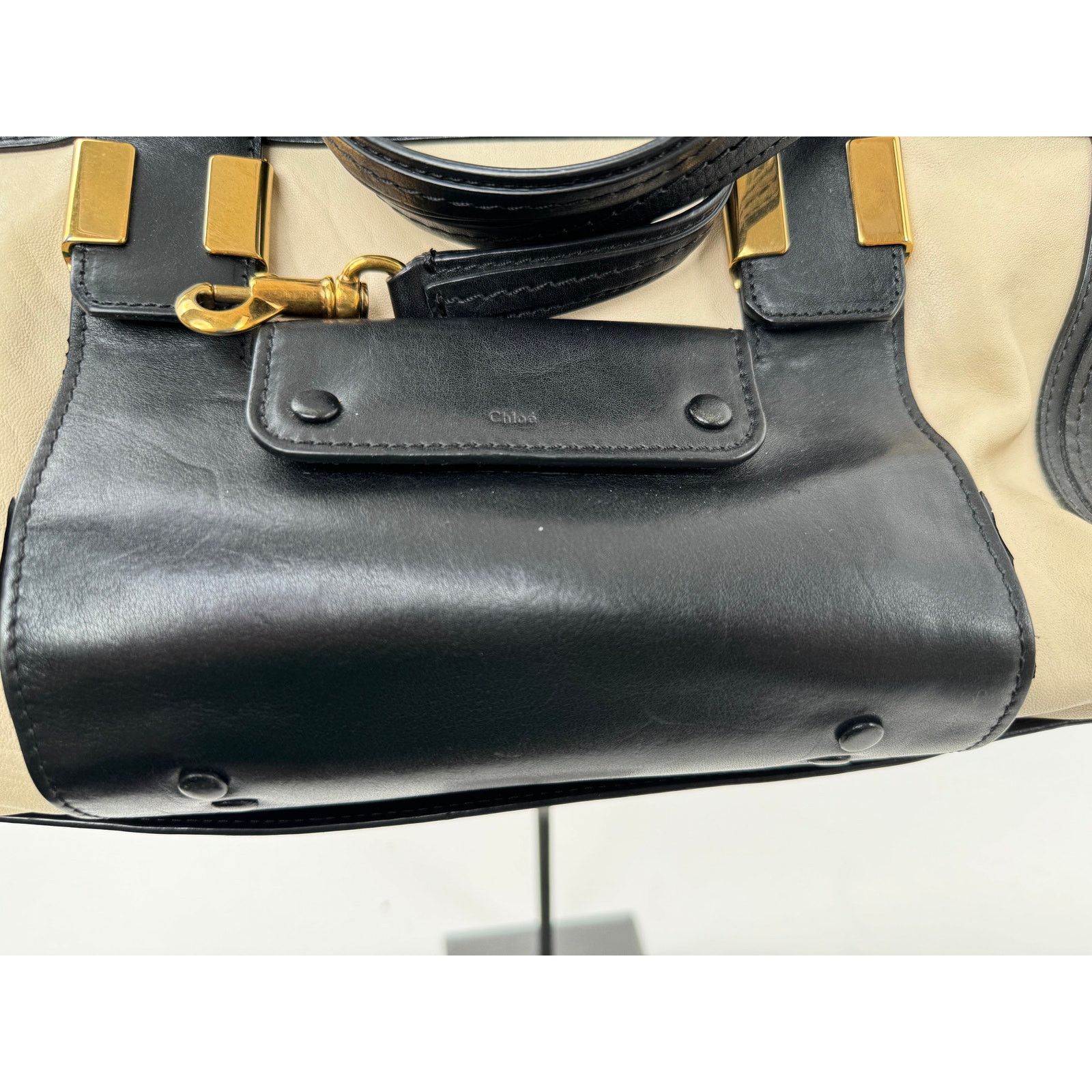 Chloe Chloe Black Cream Leather Colorblock Weekender Two Way Bag Size ONE SIZE - 8 Thumbnail