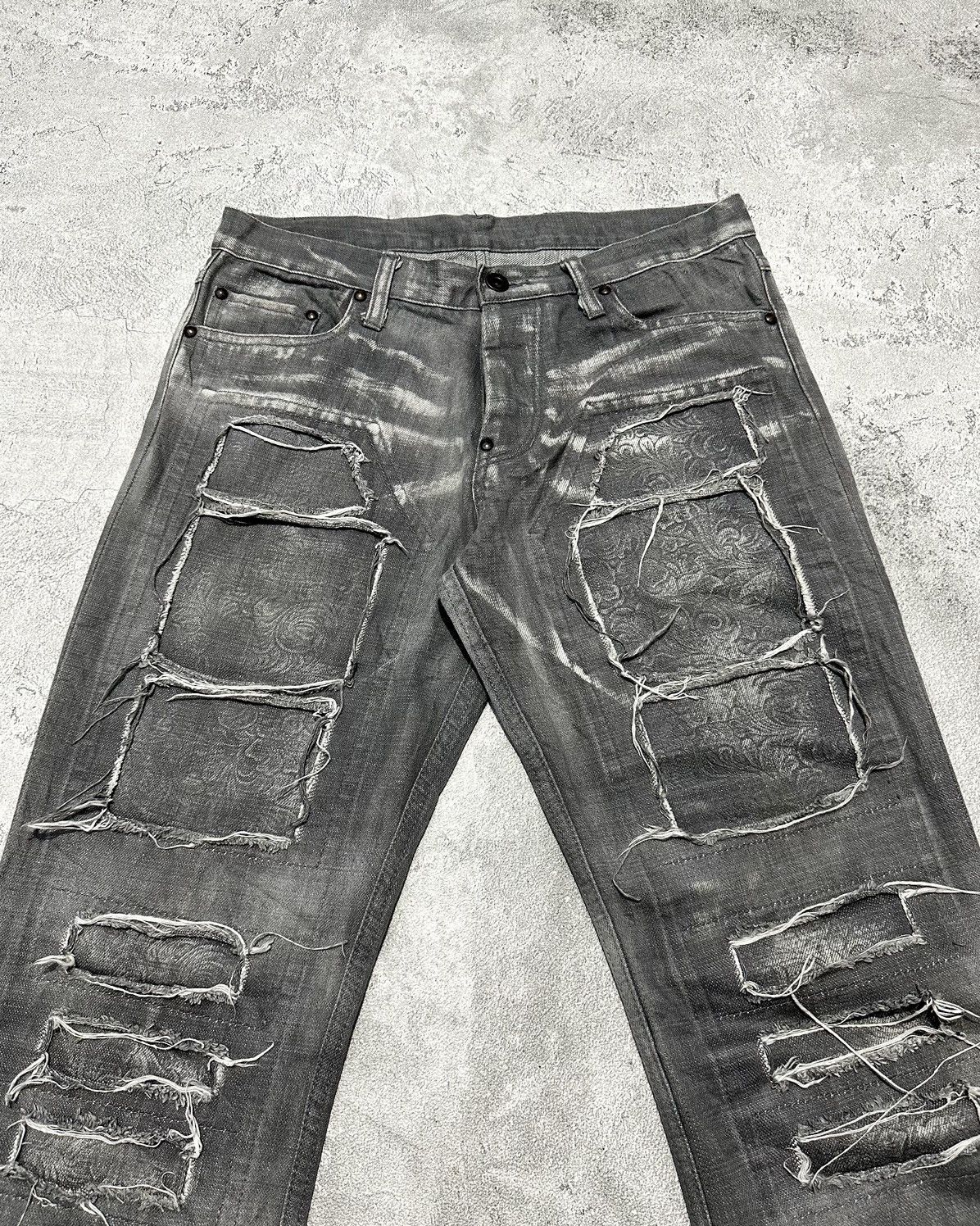 Japanese Brand Hiroyuki Ohara of AYUITE Denim Distressed Patchwork Size US 29 - 2 Thumbnail