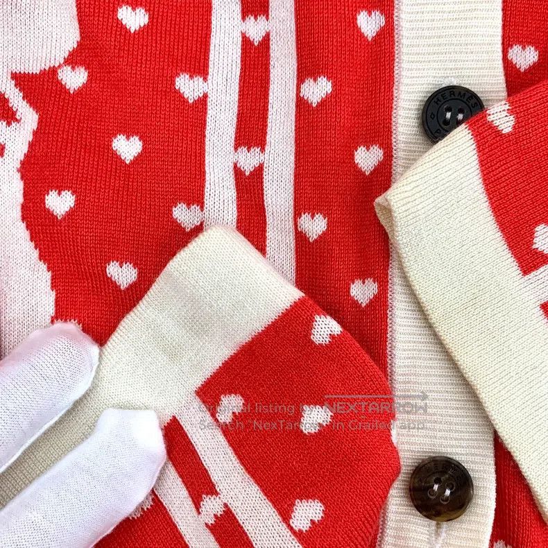 Hermes Hermes Red Cashmere Heart Shape Collar Single-breasted Lon Size XXS / US 00 / IT 34 - 8 Thumbnail