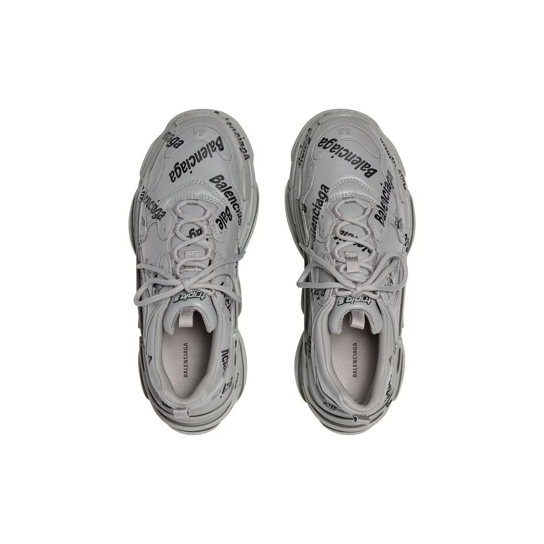 Balenciaga o1mt1gz0924 Triple S Logotype Sneaker in Grey/Black Size US 14 / EU 47 - 5 Thumbnail