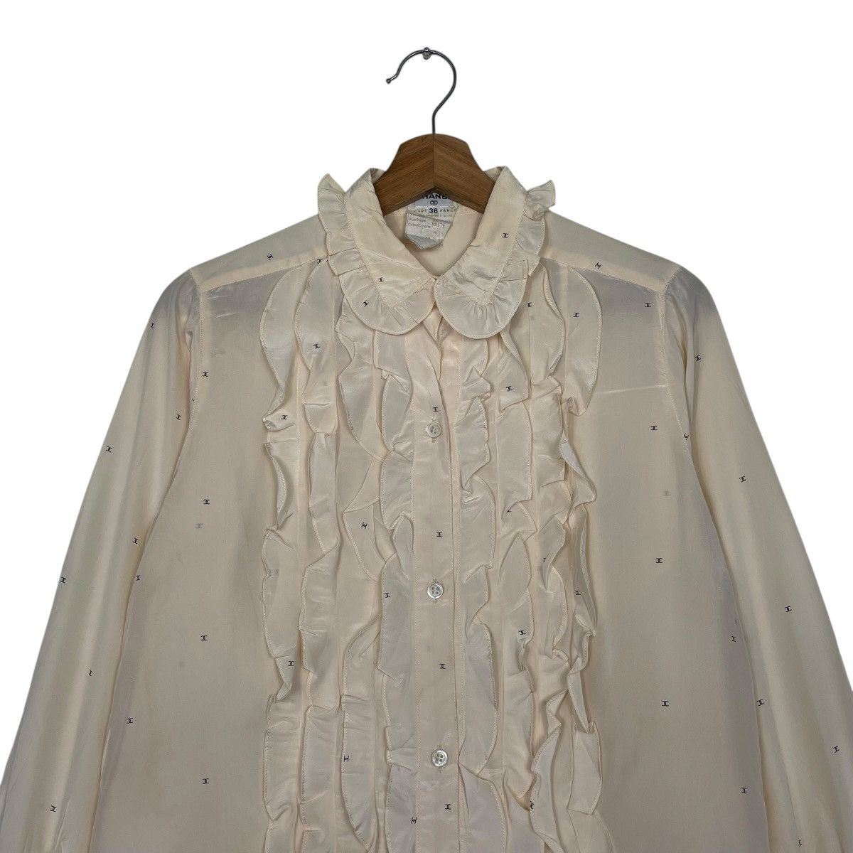 Chanel Vintage 80s Chanel Ruffle Silk Blouse Size XS / US 0-2 / IT 36-38 - 11 Thumbnail